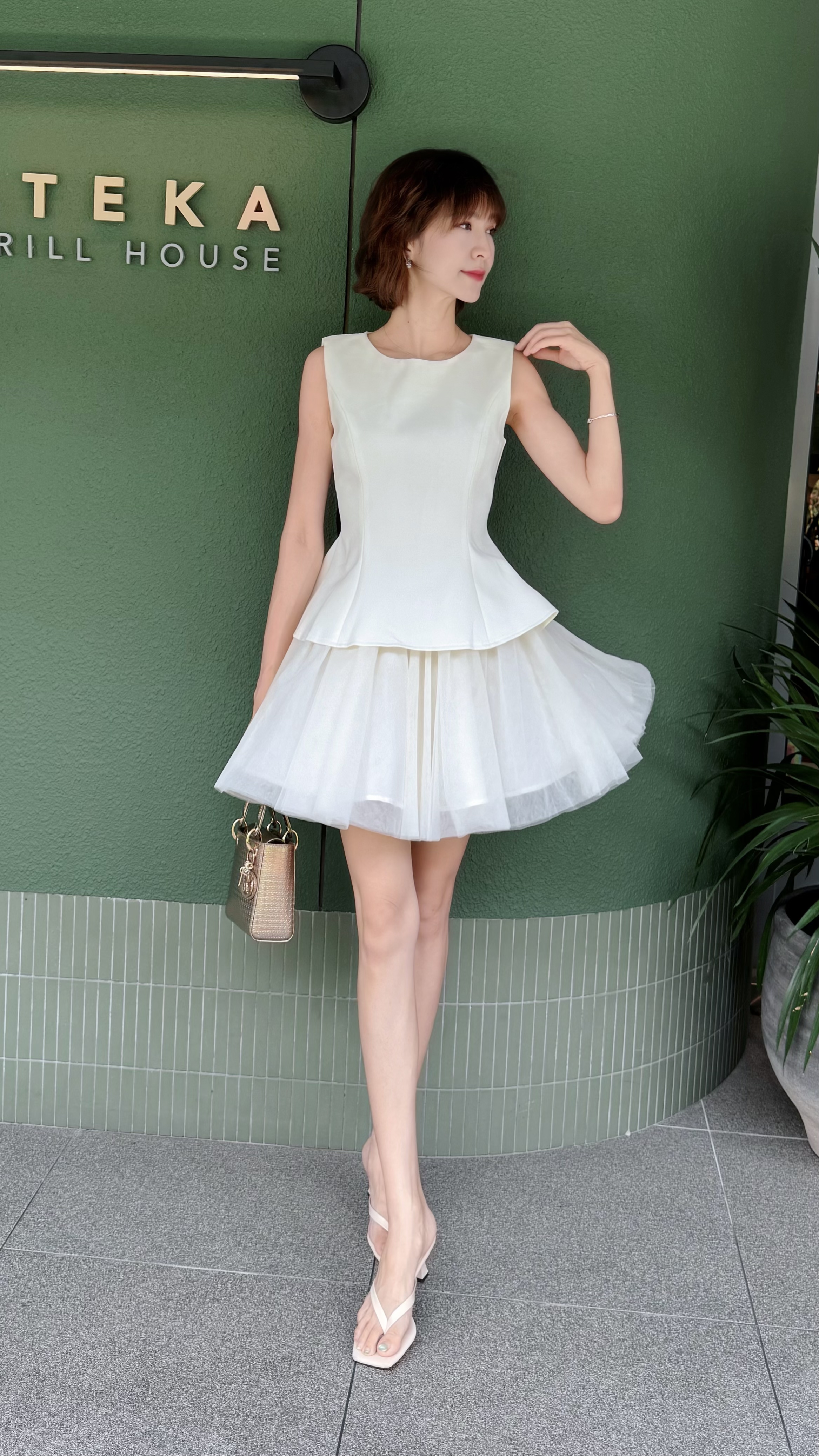Celestine Peplum Tulle Dress