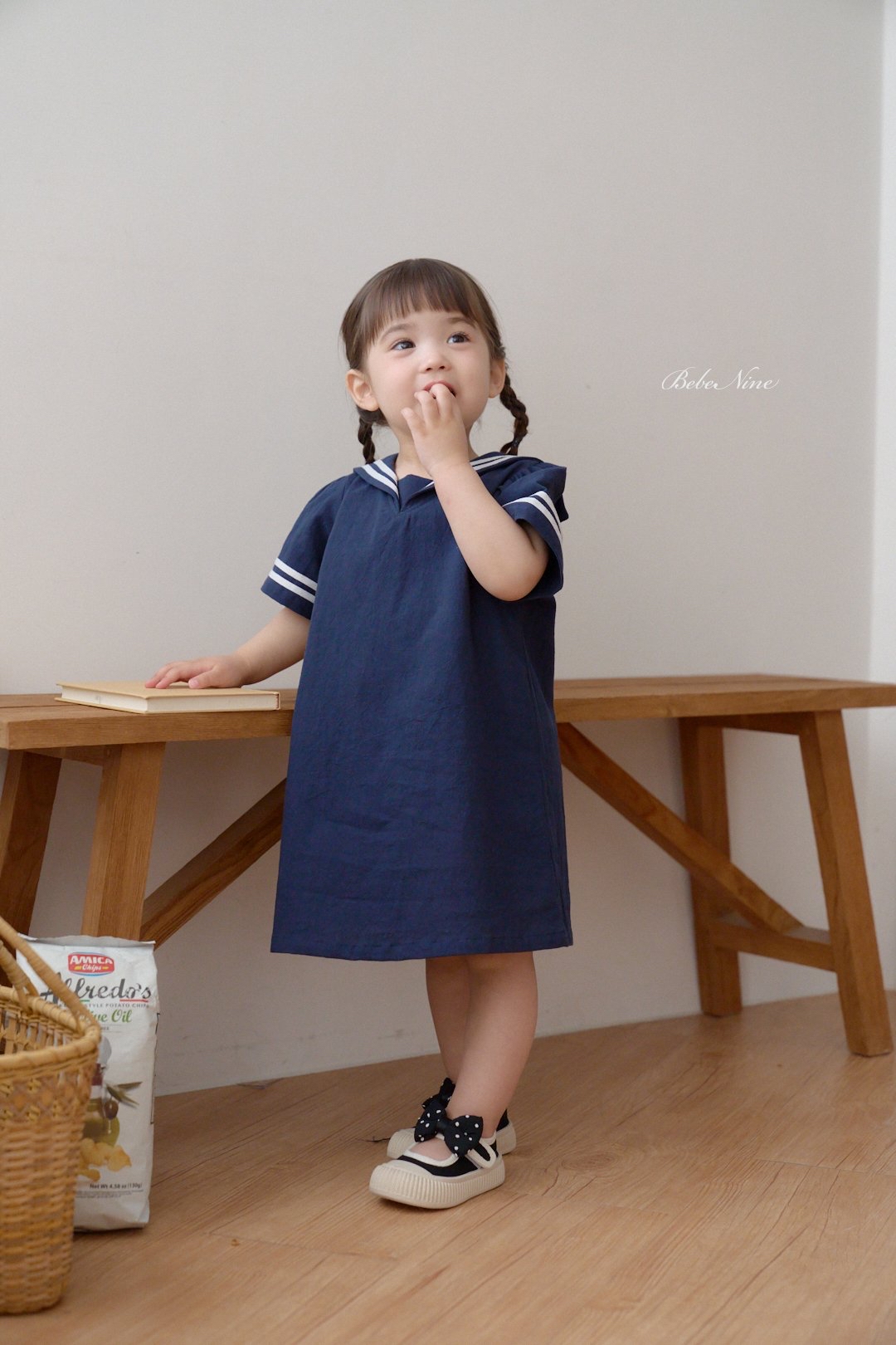 ☀️預訂 韓國直送☀️🇰🇷Bebenine三色海洋風水手領短袖連身裙