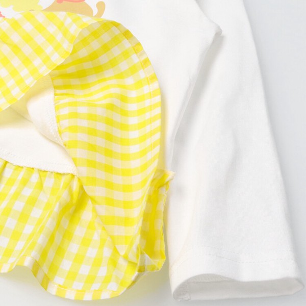 🆕【⭐訂購⭐】🇯🇵日本直送 兔仔/貓咪 荷葉邊格紋下擺 長袖Tee🌀 [ELAA-0274][260228]