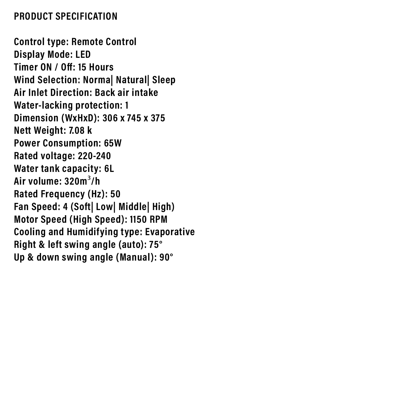 Sharp 6L Portable Air Cooler (PJA36TVB)