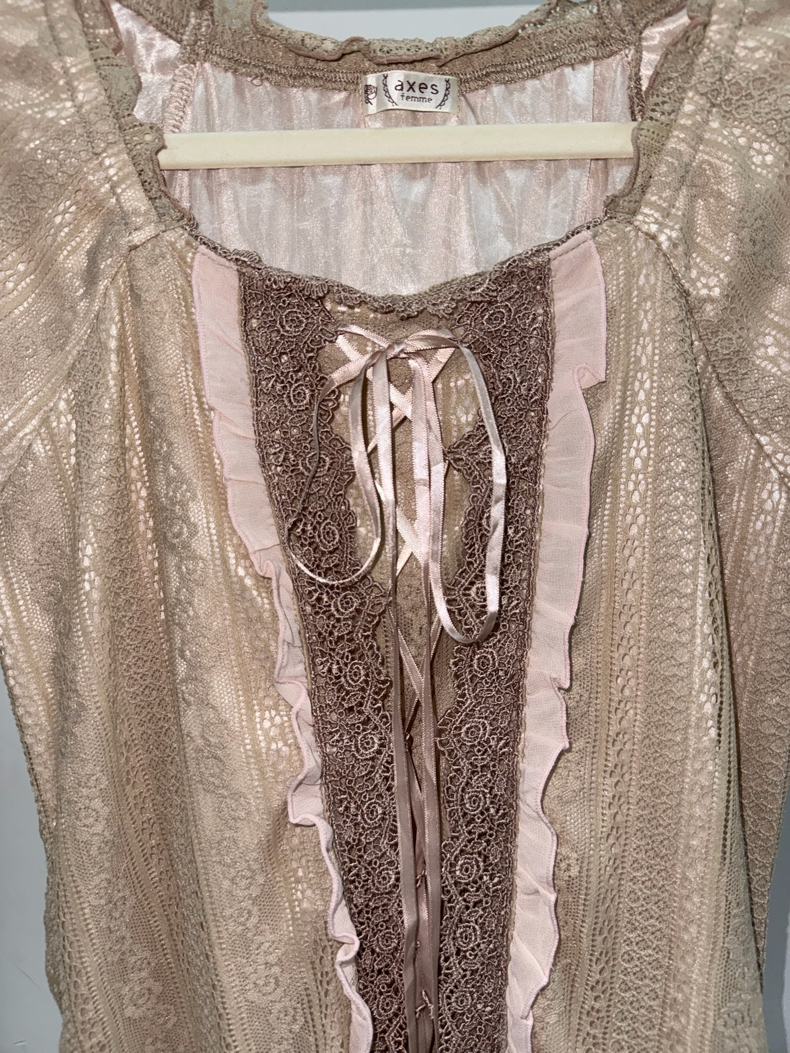 Axes Femme Fairycore Apricot Lace-Up Corset Blouse