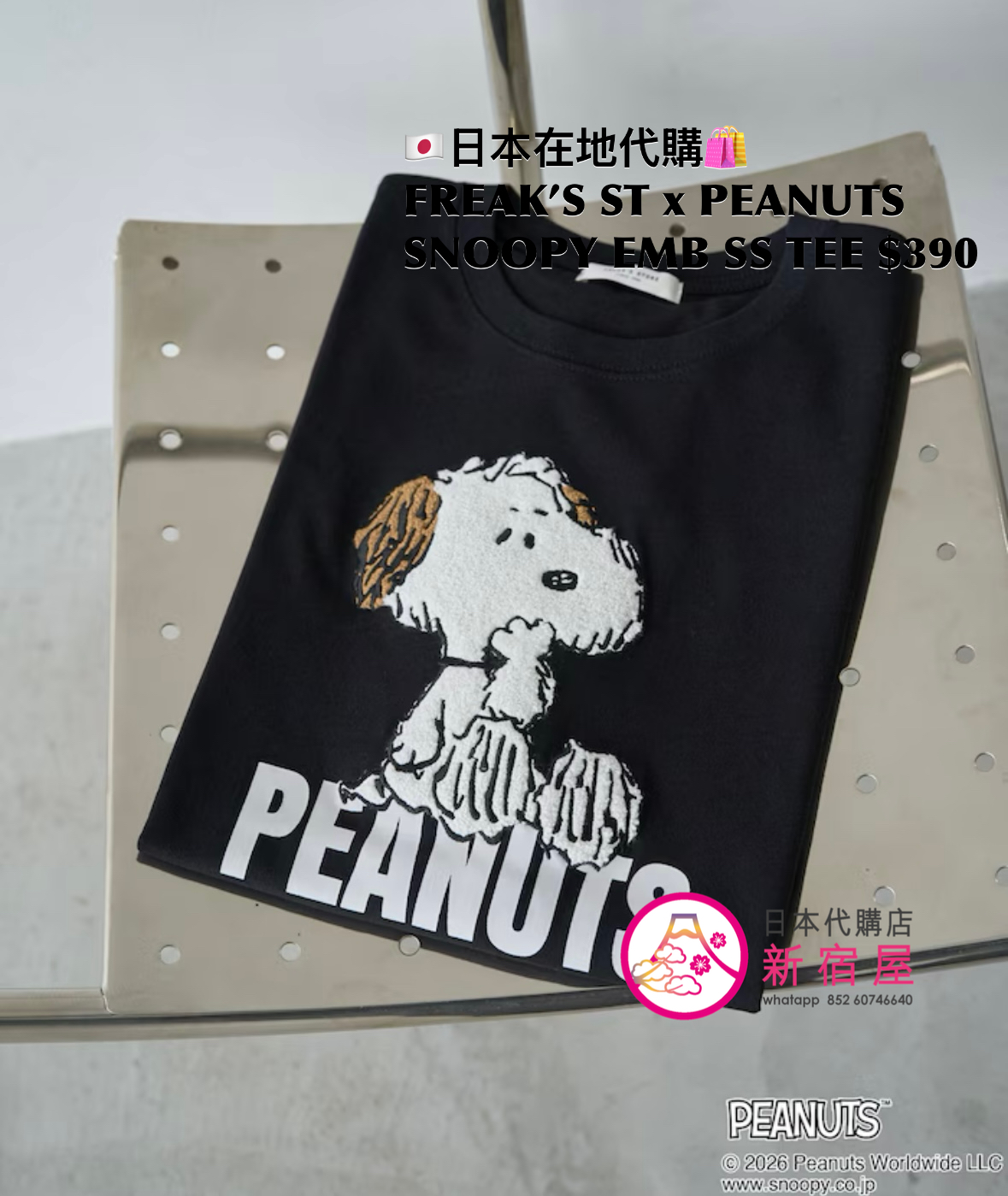 FREAK’S STORE x PEANUTS SNOOPY EMBROIDERY SS T-SHIRT