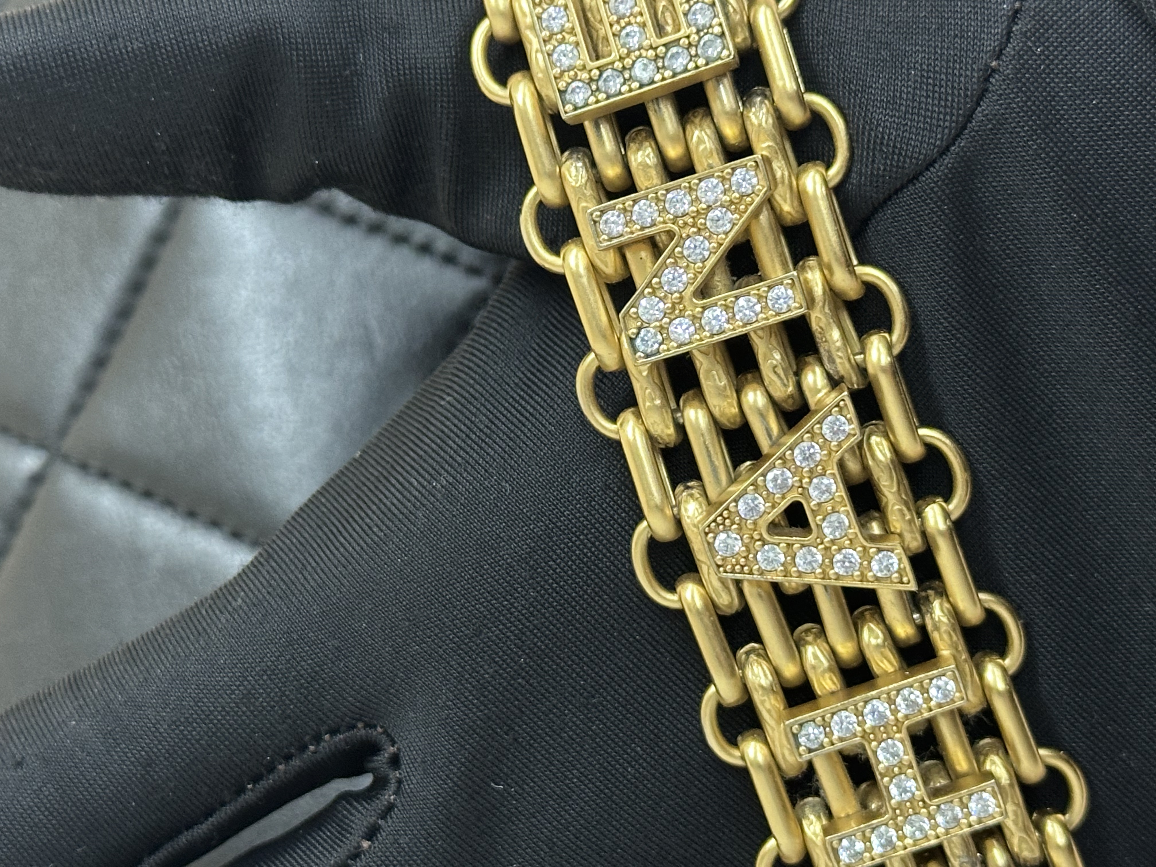 Pre-owned Chanel Crystal Logo Letters Chain Handle Flap Bag/ Product Code: 26041613