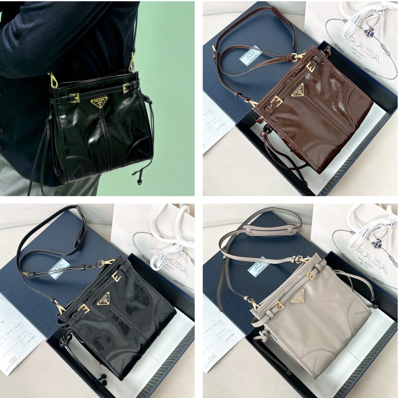 PRADA Bonnie 迷你皮革肩揹袋