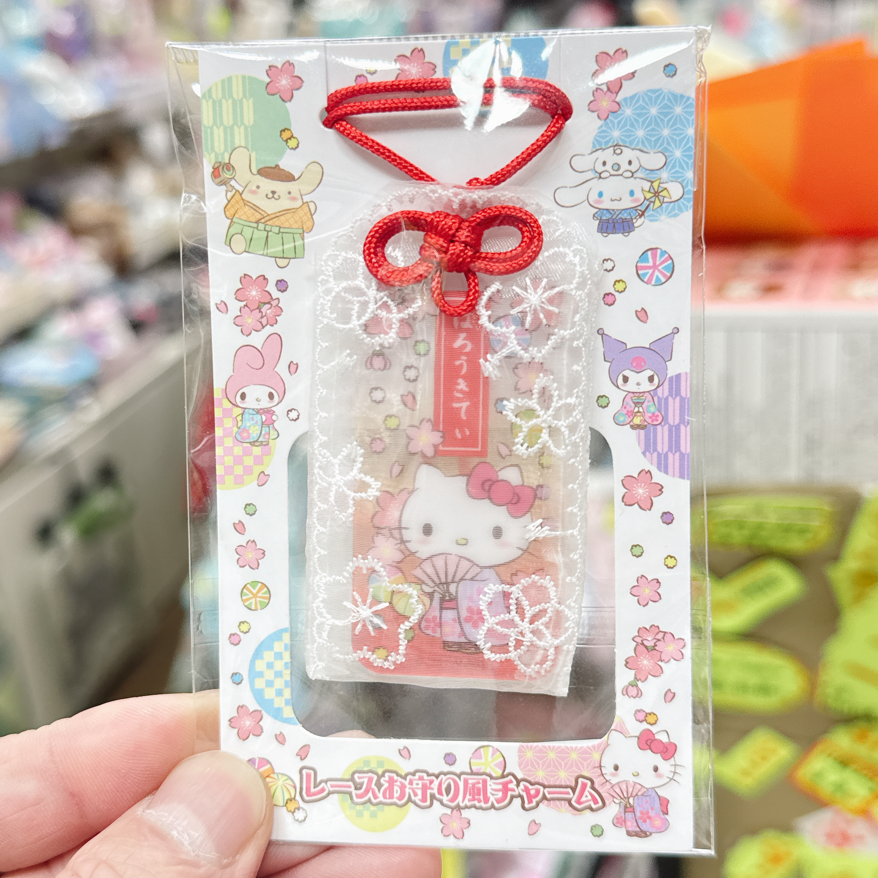 日本版Sanrio透明刺繡-櫻花圖案 御守掛飾