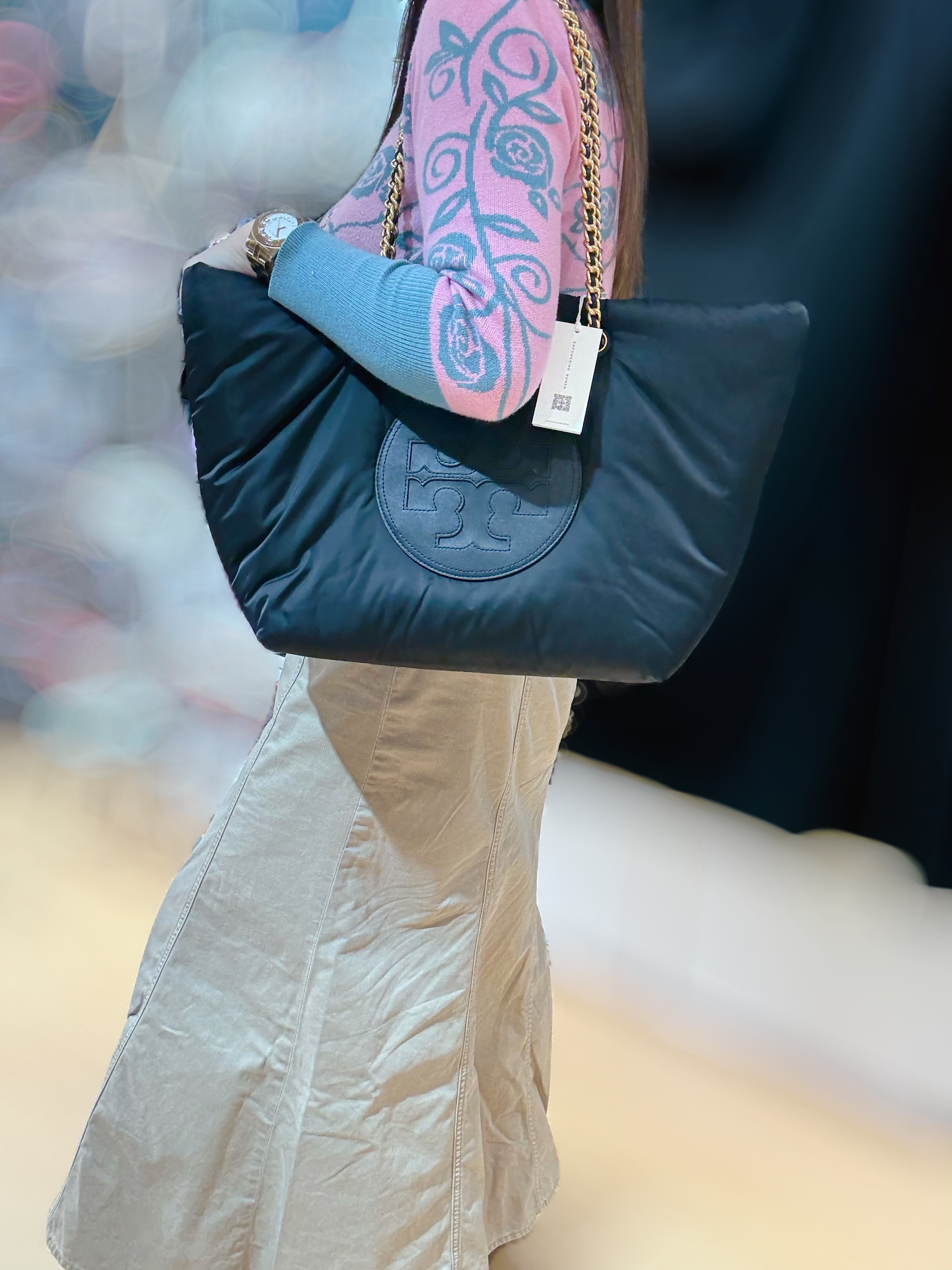 Tory burch Ella puffy tote blk