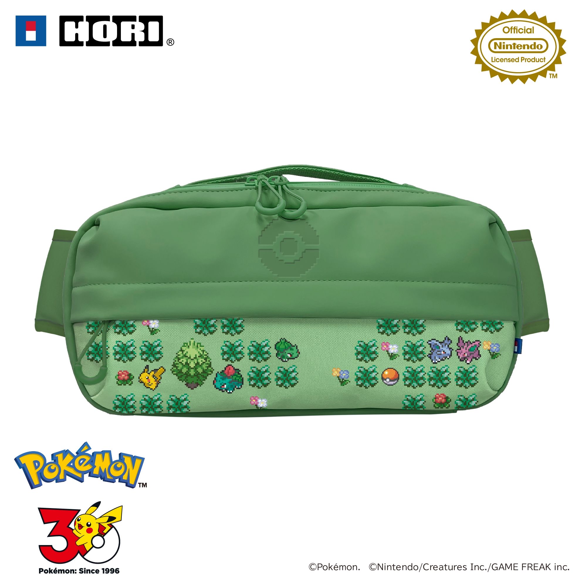 HORI NS2 單肩包 寶可夢像素風綠 (NSX-216)        HORI NS2  Shoulder Bag Pokémon Pixel Art Green (NSX-216)