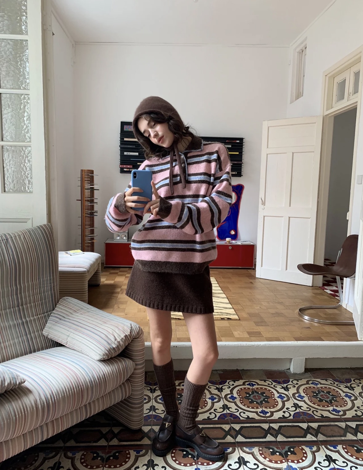 TP533复古条纹宽松卫衣