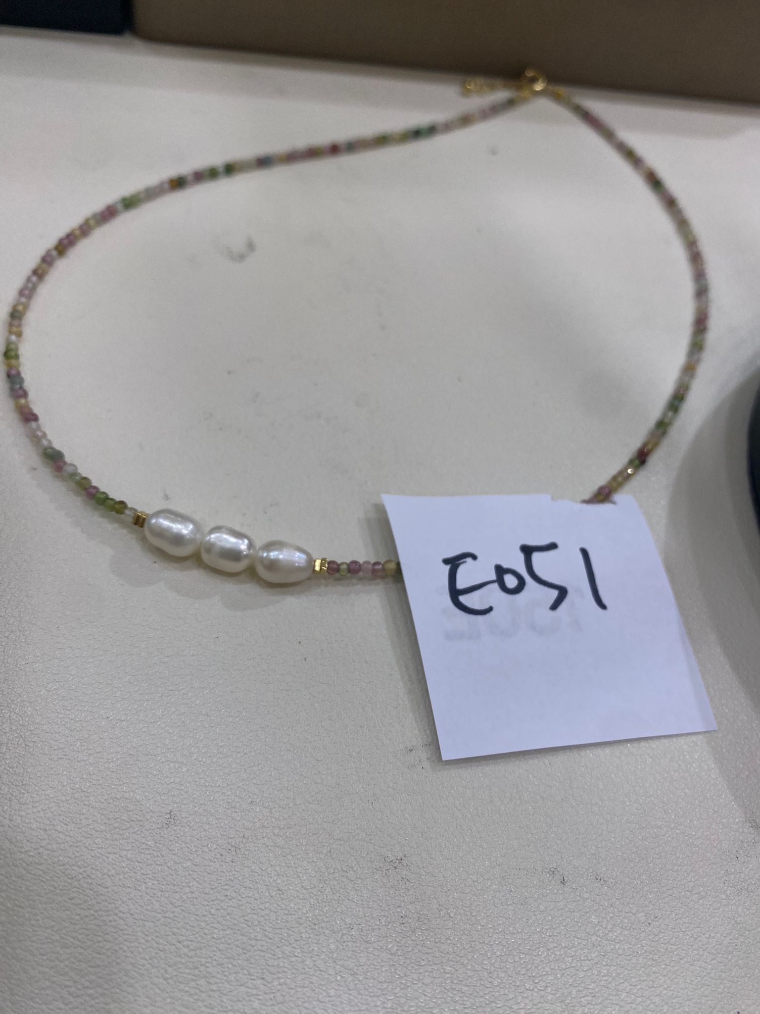 E051 碧璽拼淡水珍珠頸鏈