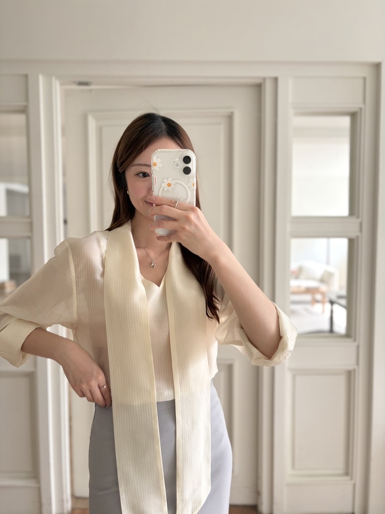 Aurelie Scarf-Tie Blouse (Cream)