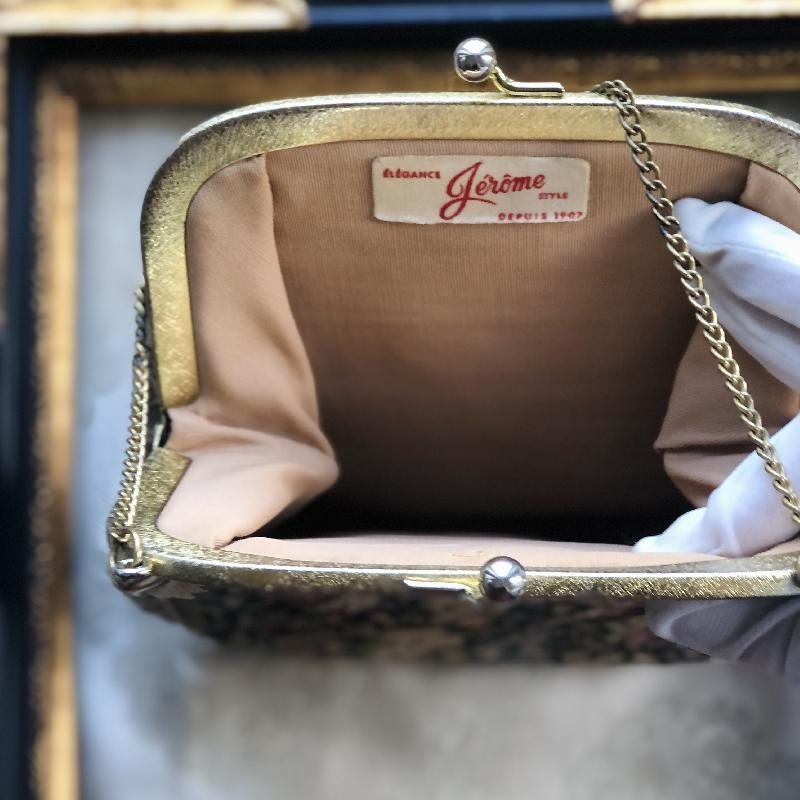 Vintage Mid-Century "Élégance Jérôme Style" Courting Couple Floral Tapestry Handbag(MT1918-2)