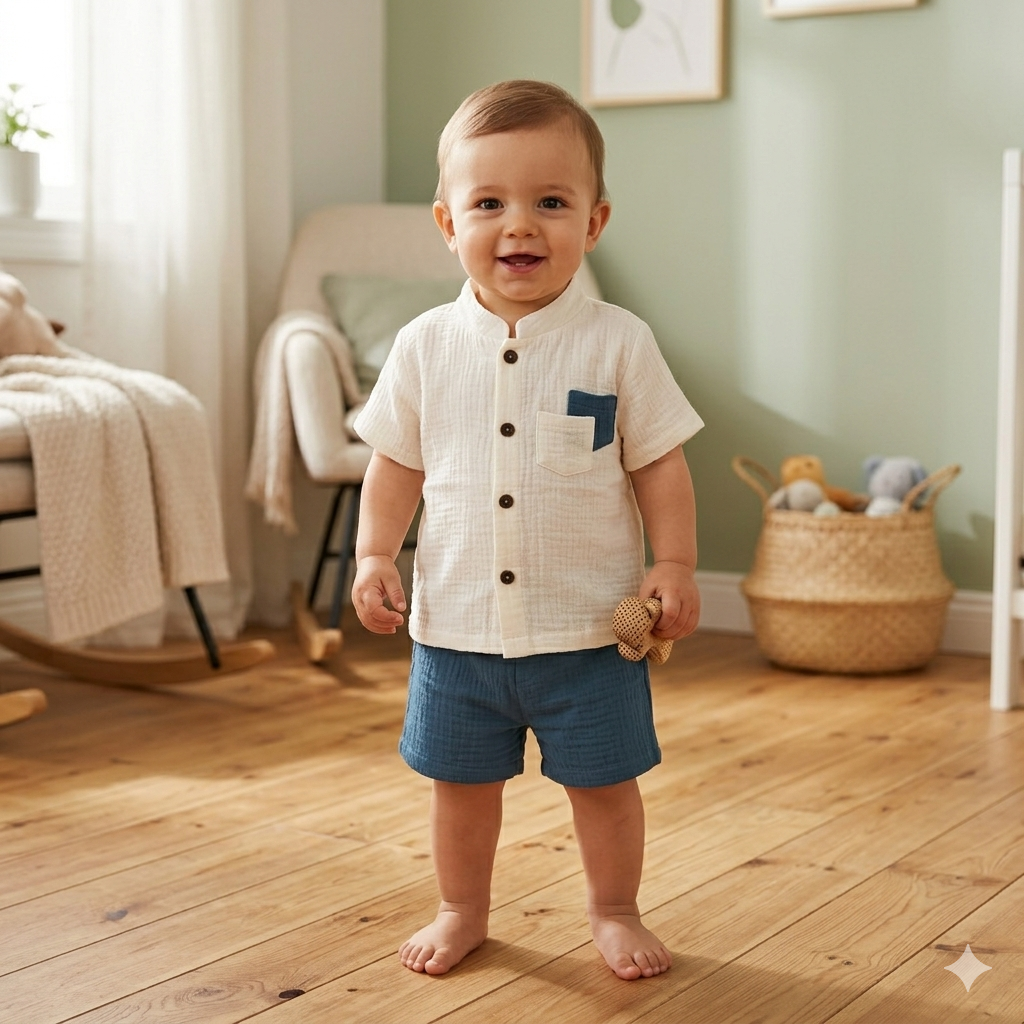trendyvalley Gauze Organic Cotton Short Sleeve & Short Pant