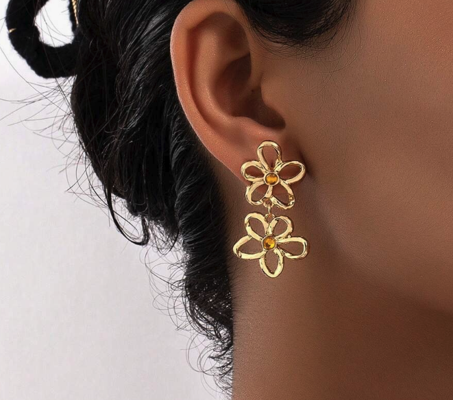 Golden Bloom Drop Earrings