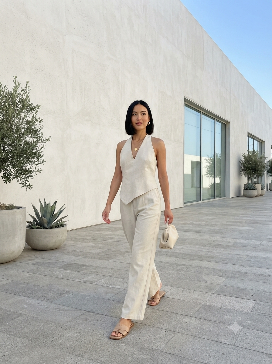 Premium Linen Halterneck Setwear