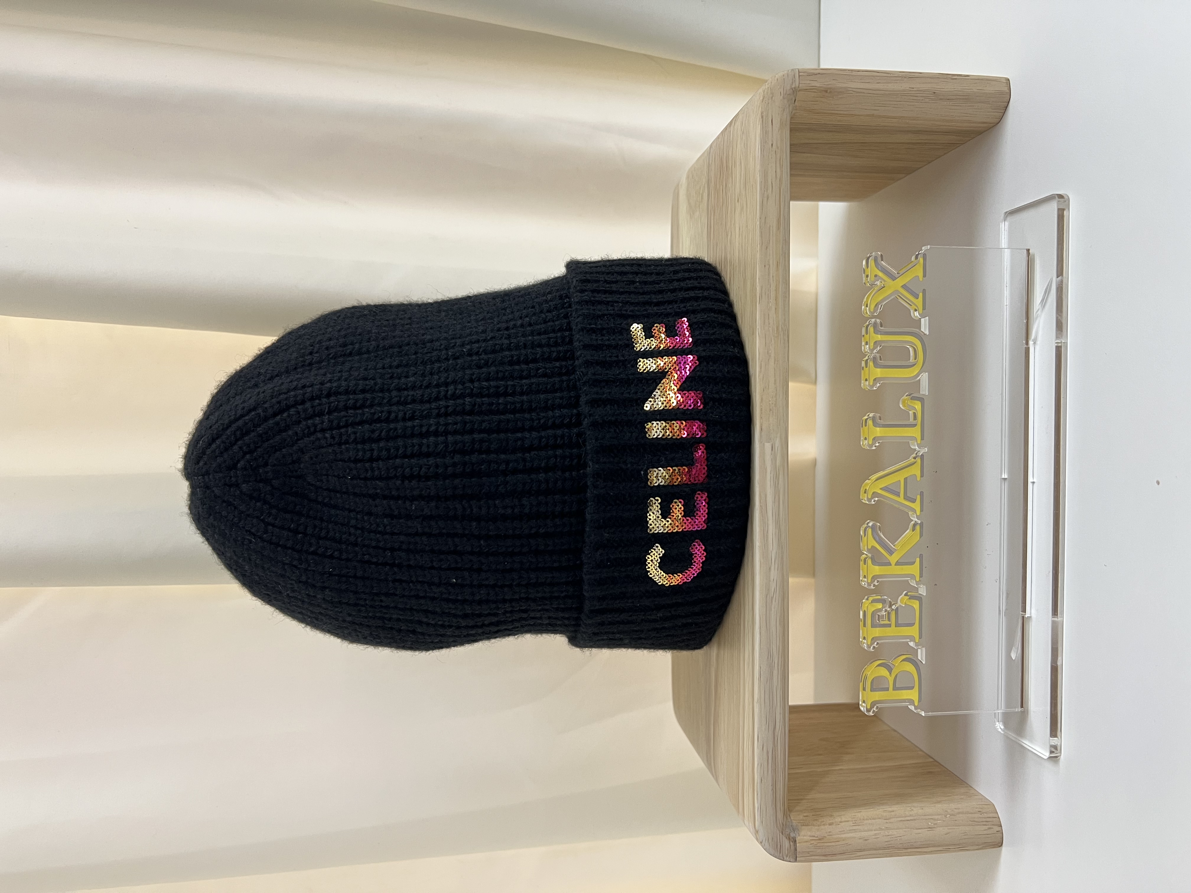 Pre-owned CELINE Embroidered Beanie in ribbed wool with a gradient logo / Product Code: 26012803