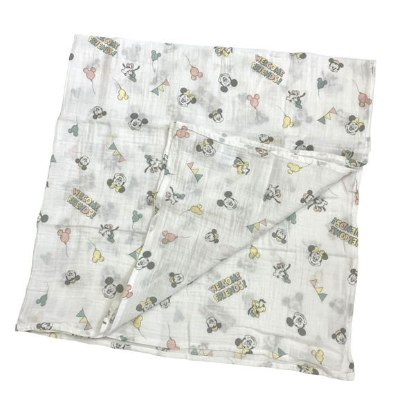 🇯🇵預訂 日本直送🇯🇵米奇朋友們滿印純棉棉紗包巾襁褓