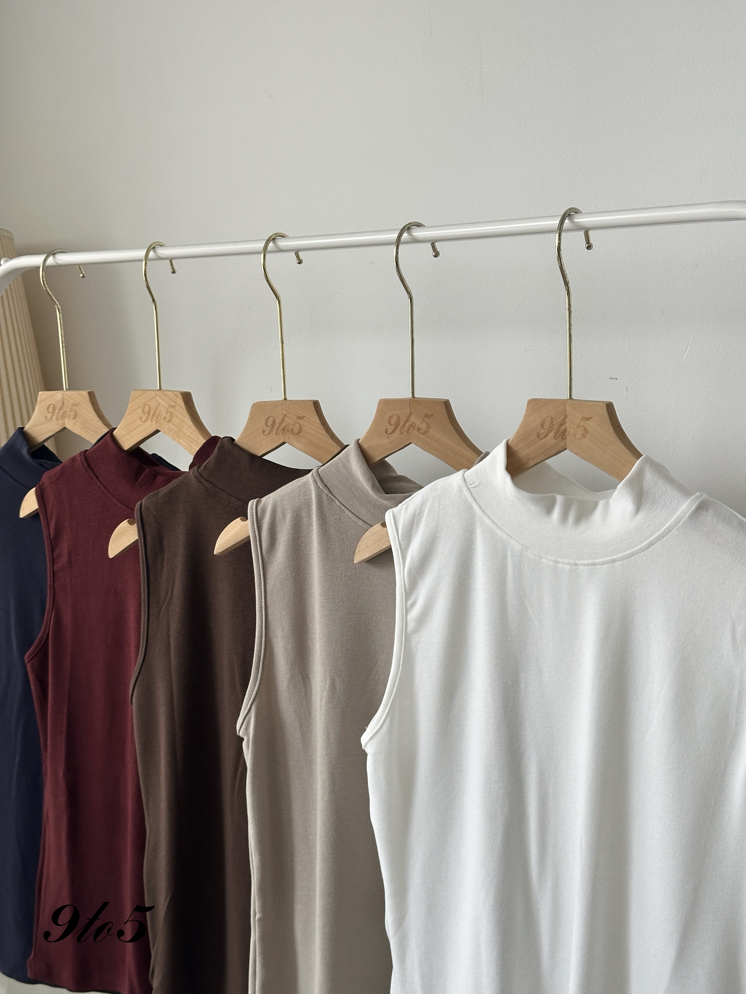 T4068 Sleeveless Mock Neck Top - 5 Colors 