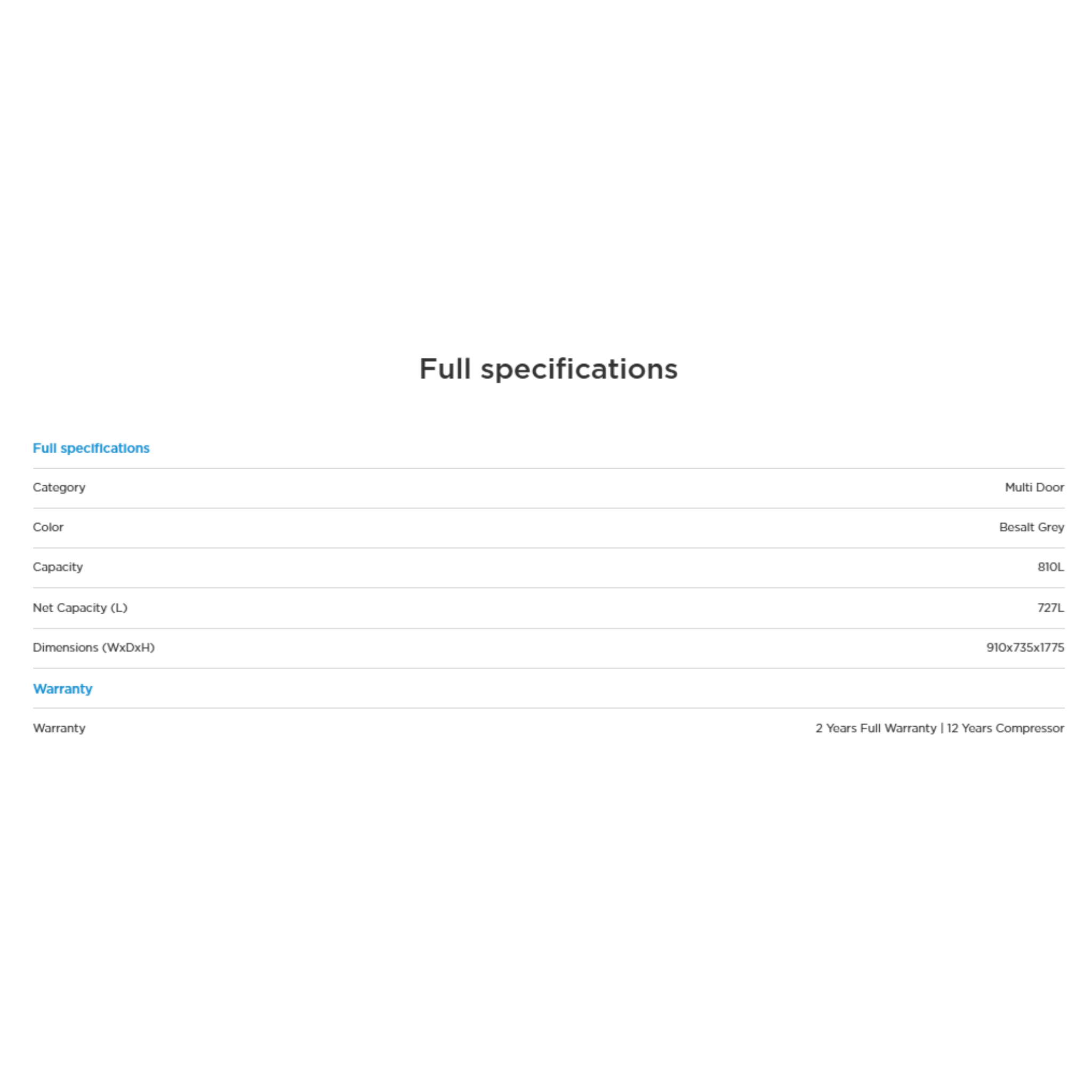 Midea 850L Inverter Quatrro  Multi Door Refrigerator MDRF923FIE45MY