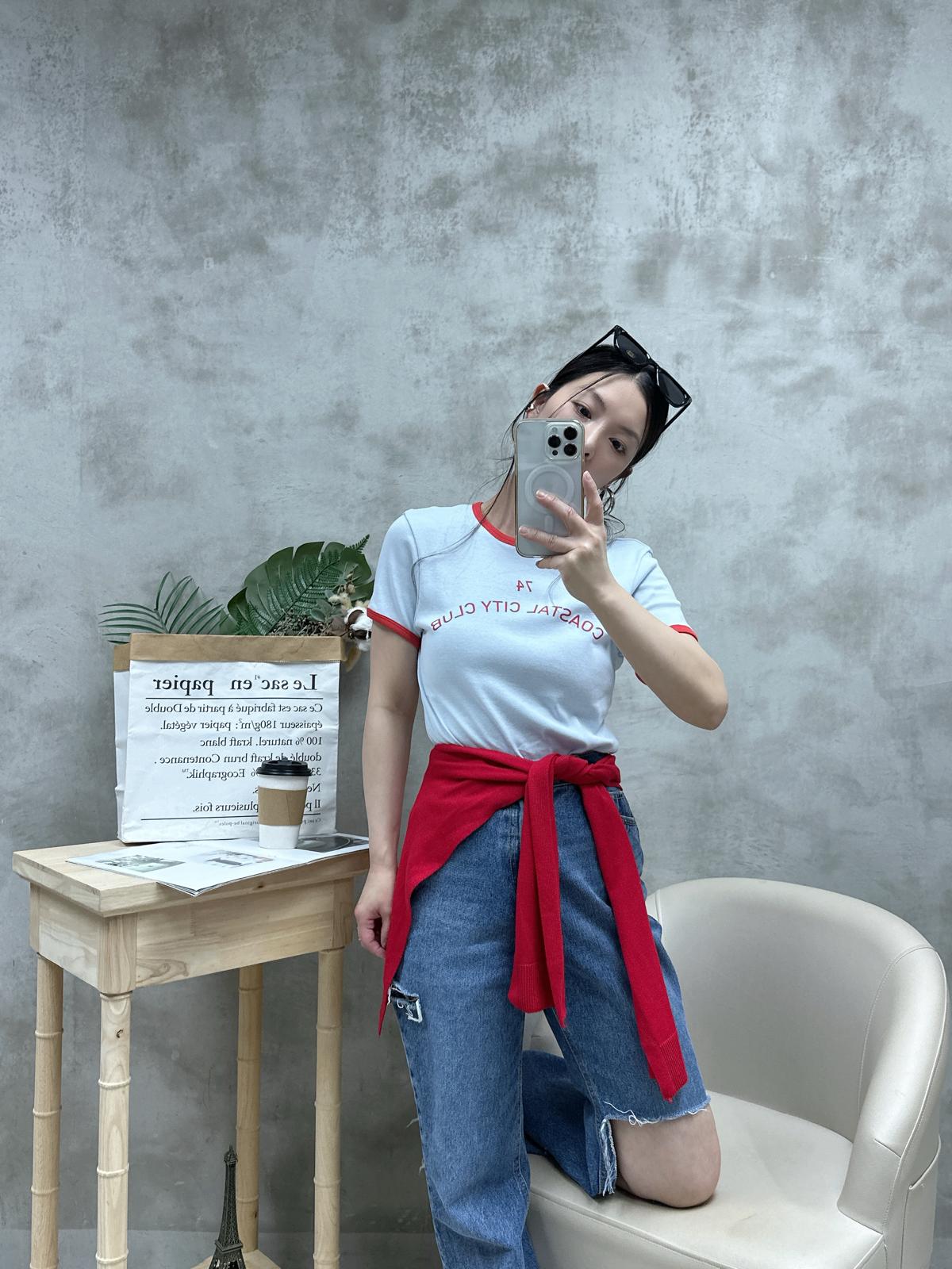 K07 拼色領Tee