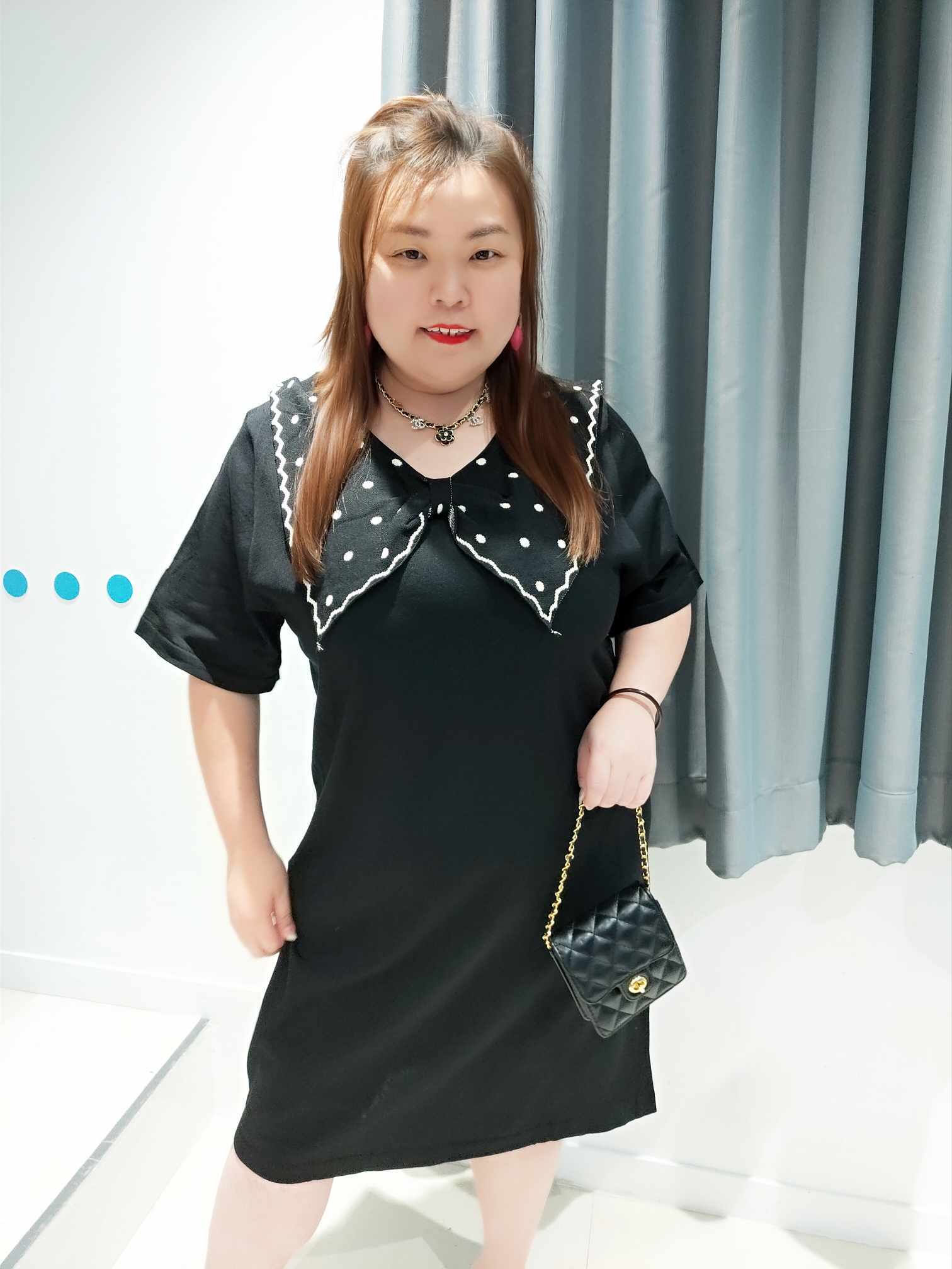 DSD03 波点大蝴蝶结针织连身裙