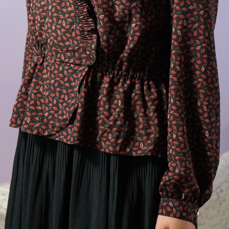 Vintage Japanese Leaf Pattern Faux Twin Dress (Mt1608-106)