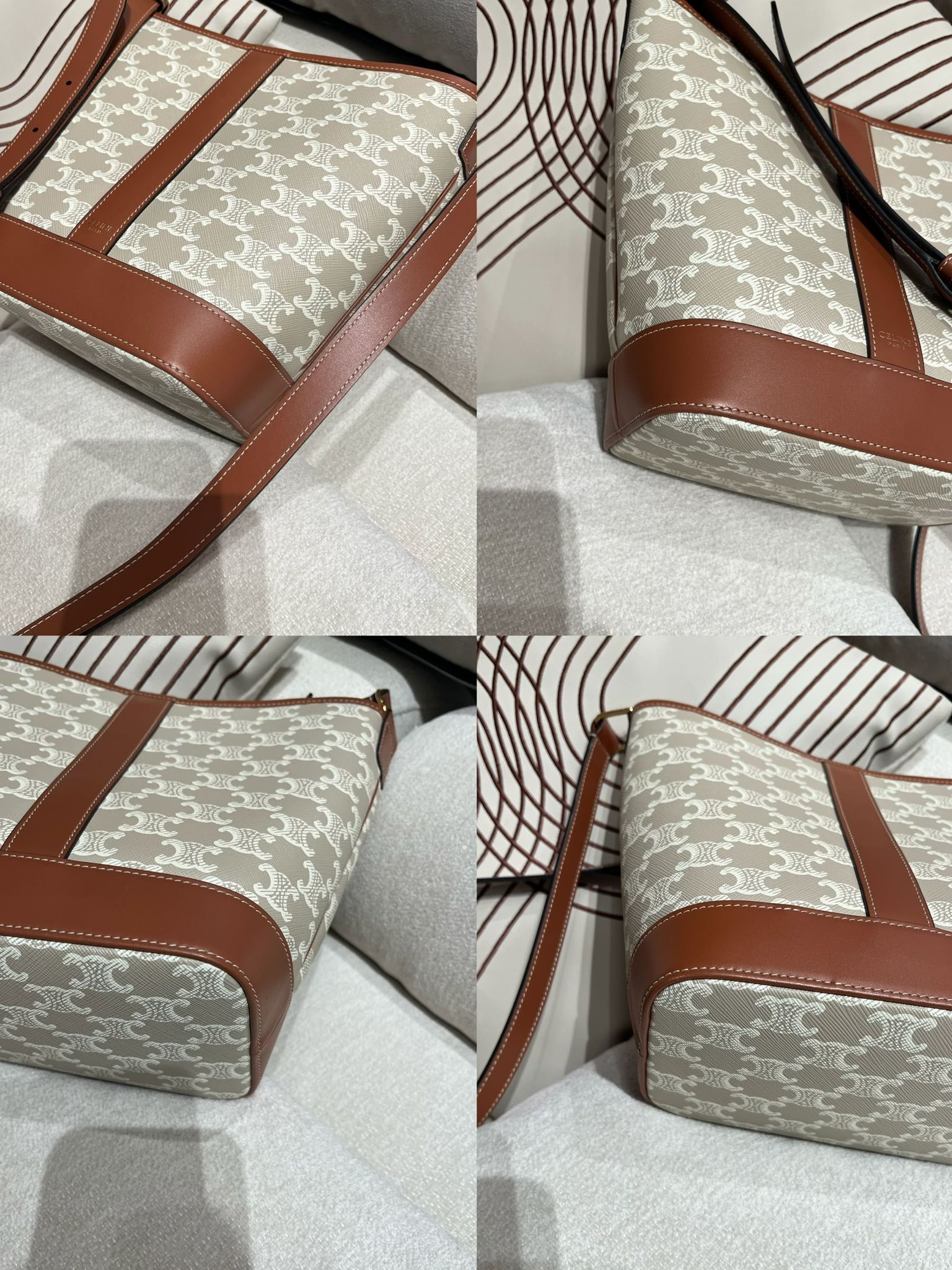 Celine Bucket small IN TRIOMPHE CANVAS AND CALFSKIN 100%Authentic, 98%New ✅Dust bag