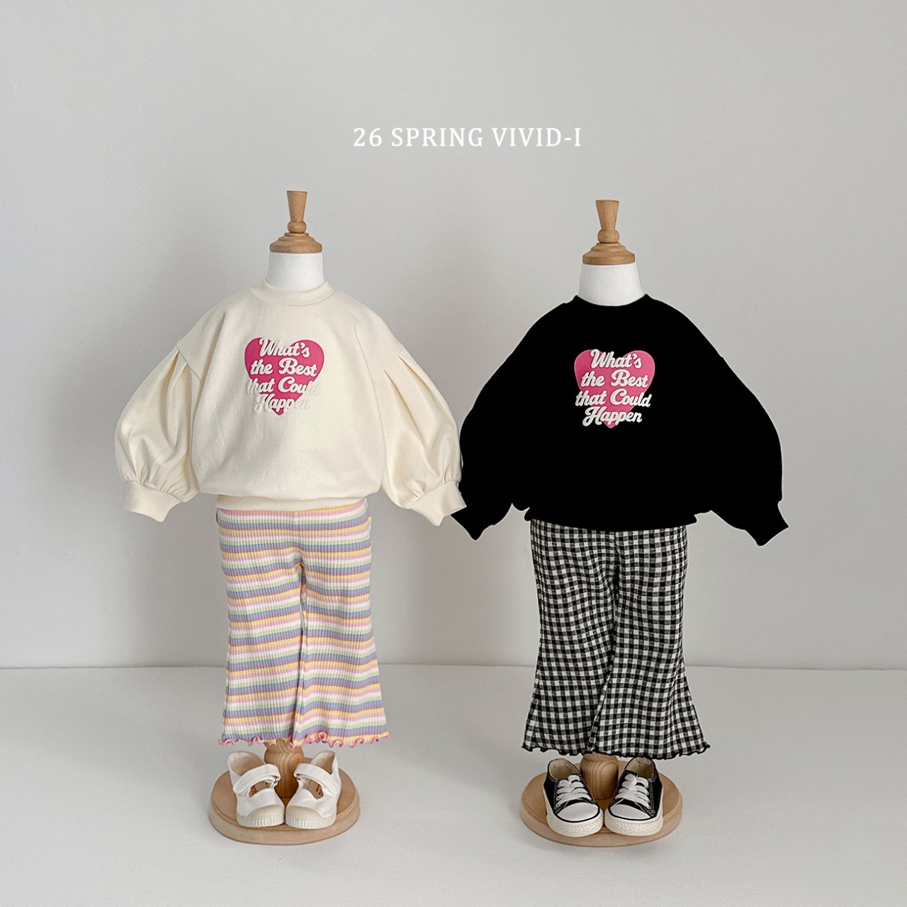 🌸預訂 韓國直送🌸🇰🇷VIVIDI兩色彩虹條紋花邊喇叭褲