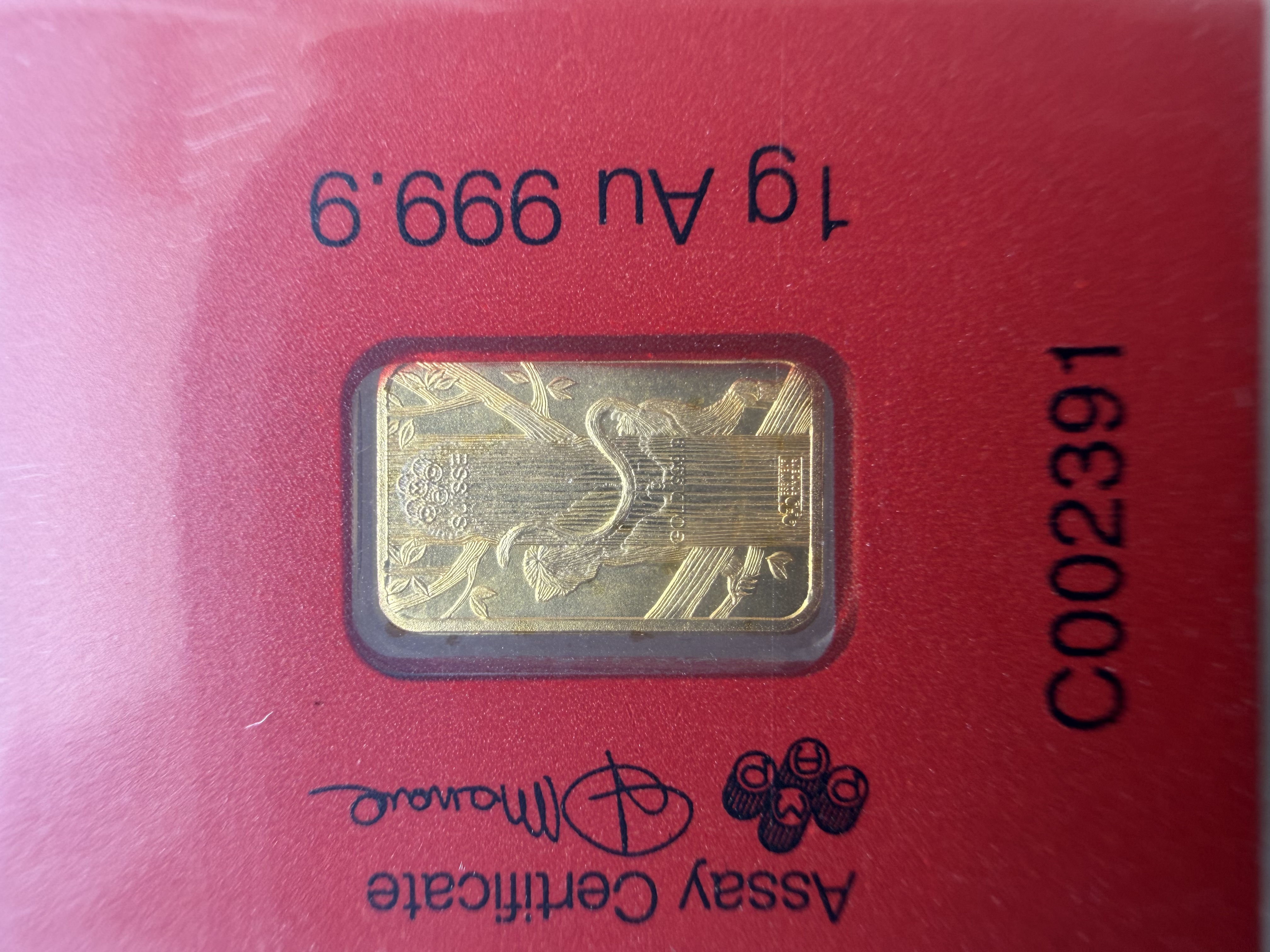 (SN 2391) PAMP Lunar 2016 Monkey 1g🇨🇭Swiss Fine Gold Bar Emas 999.9 瑞士海外生肖猴金