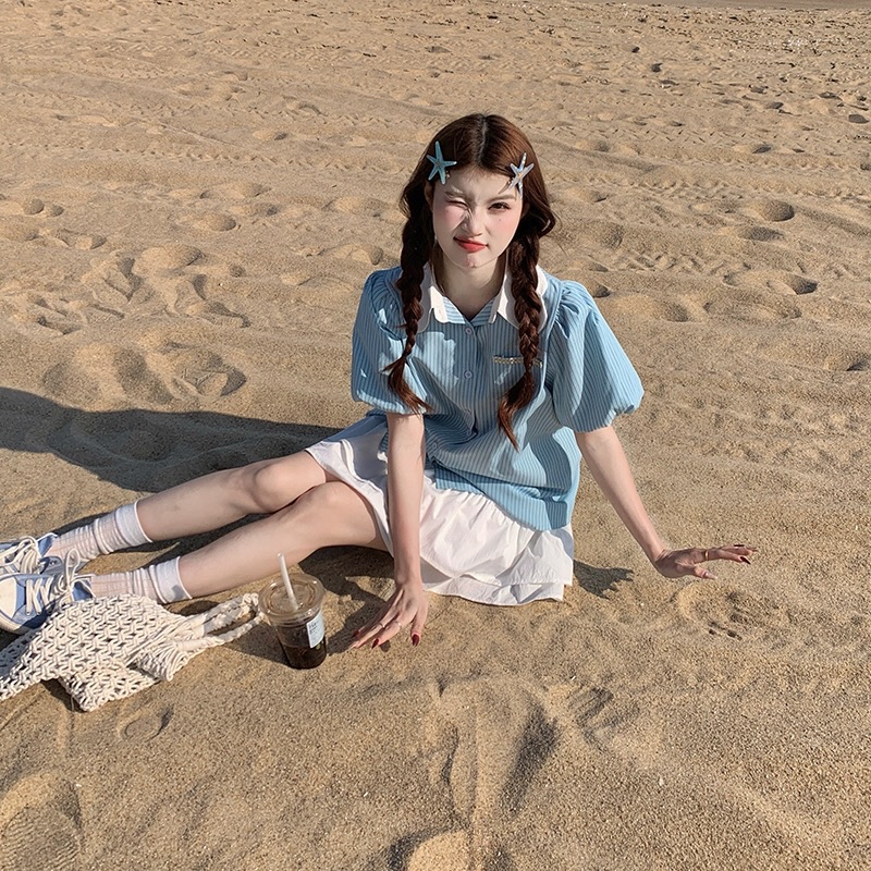 B299(8253裙) 韩系小清新双层荷叶白短裙 