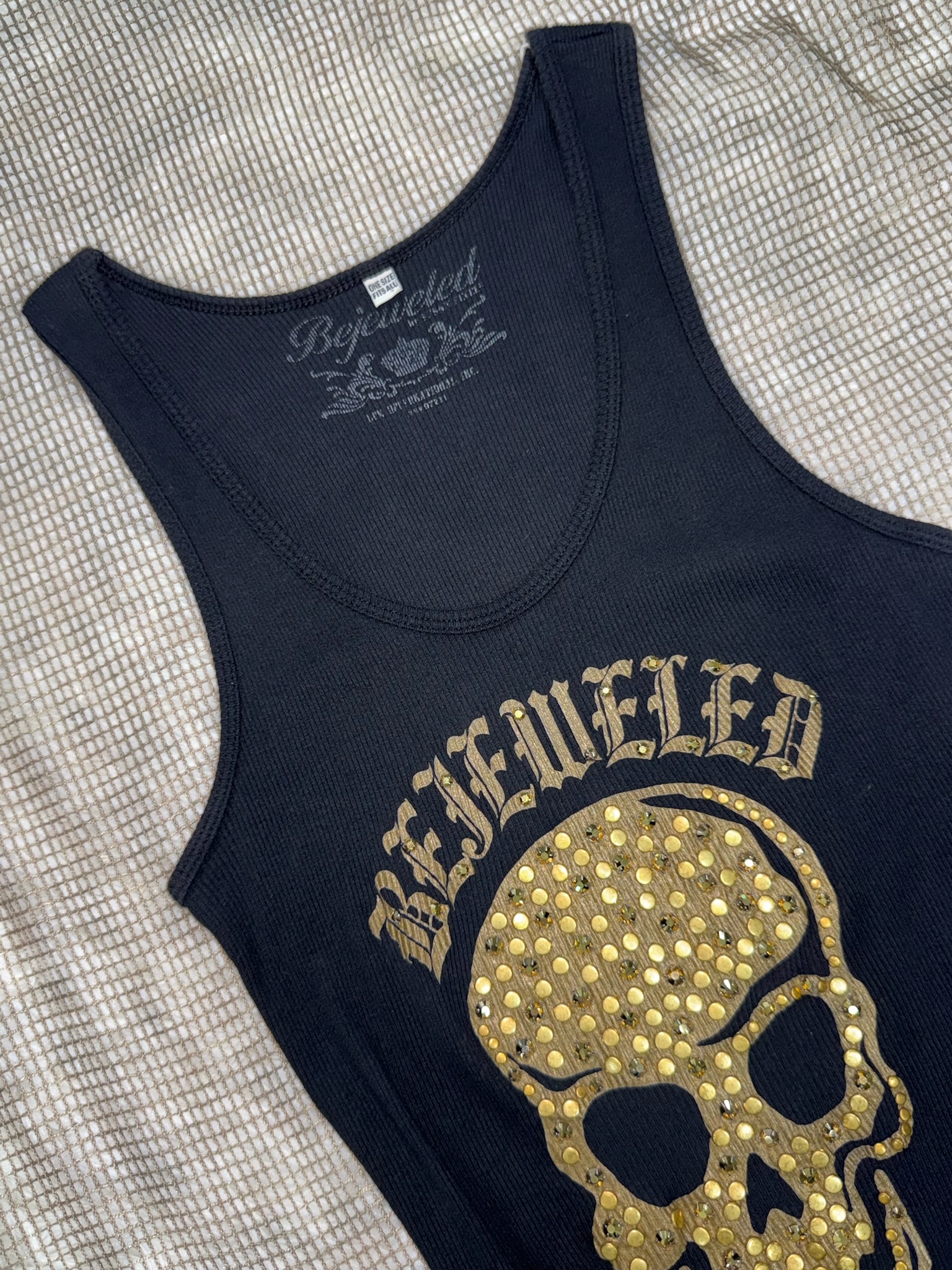 Cyber Y2K Grunge Skull Graphic Ribbed Cami Tank