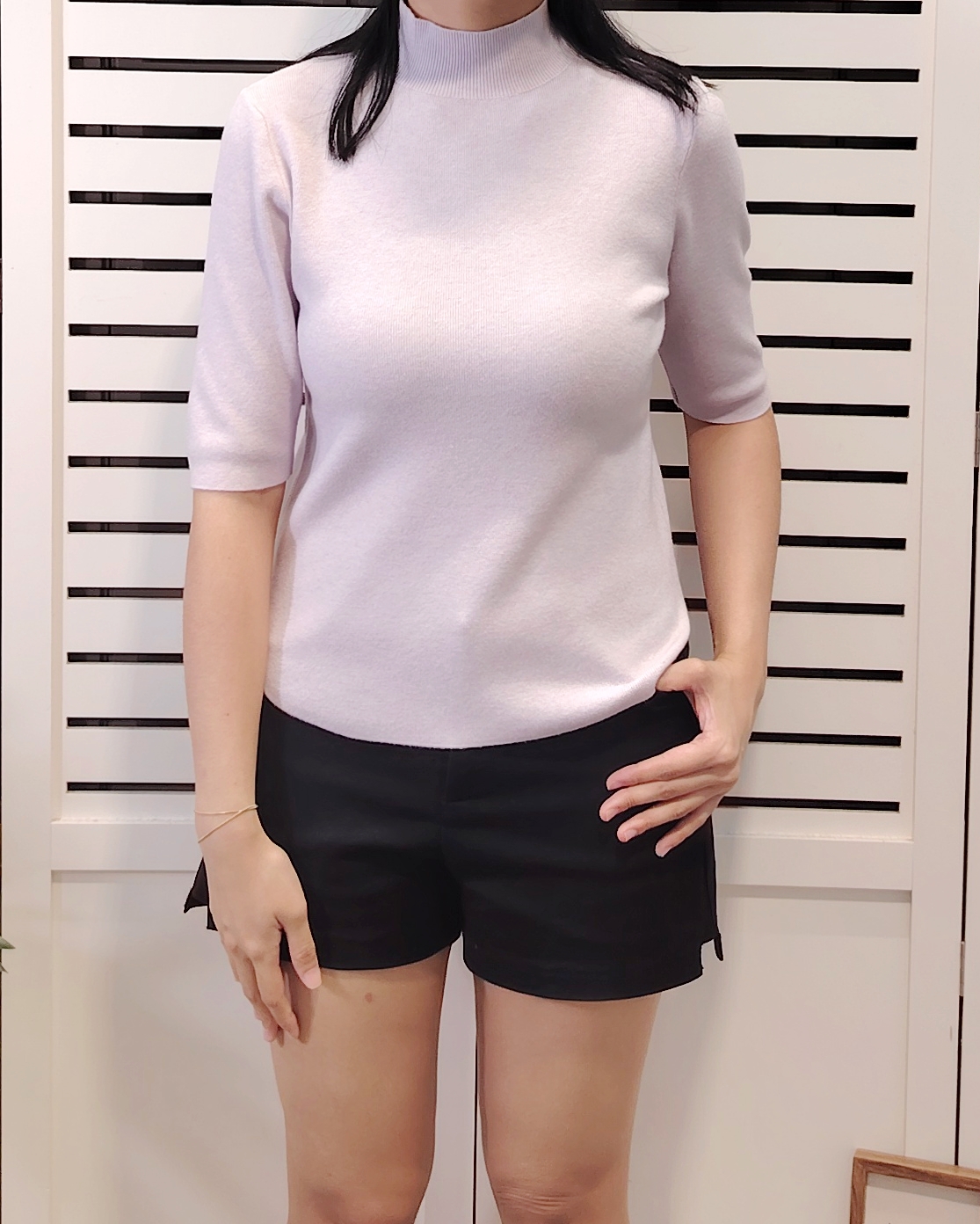 S658 High Neck Short Sleeve Knit Wear
