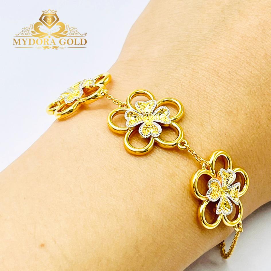 MYDORA Rantai Tangan Fesyen Daisy Lucky Leaf l EMAS 916/22K
