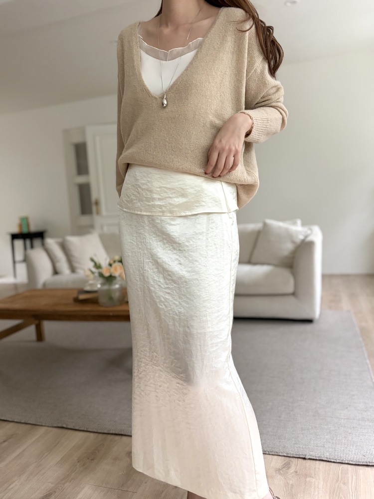 Layering Satin Skirt (Cream)