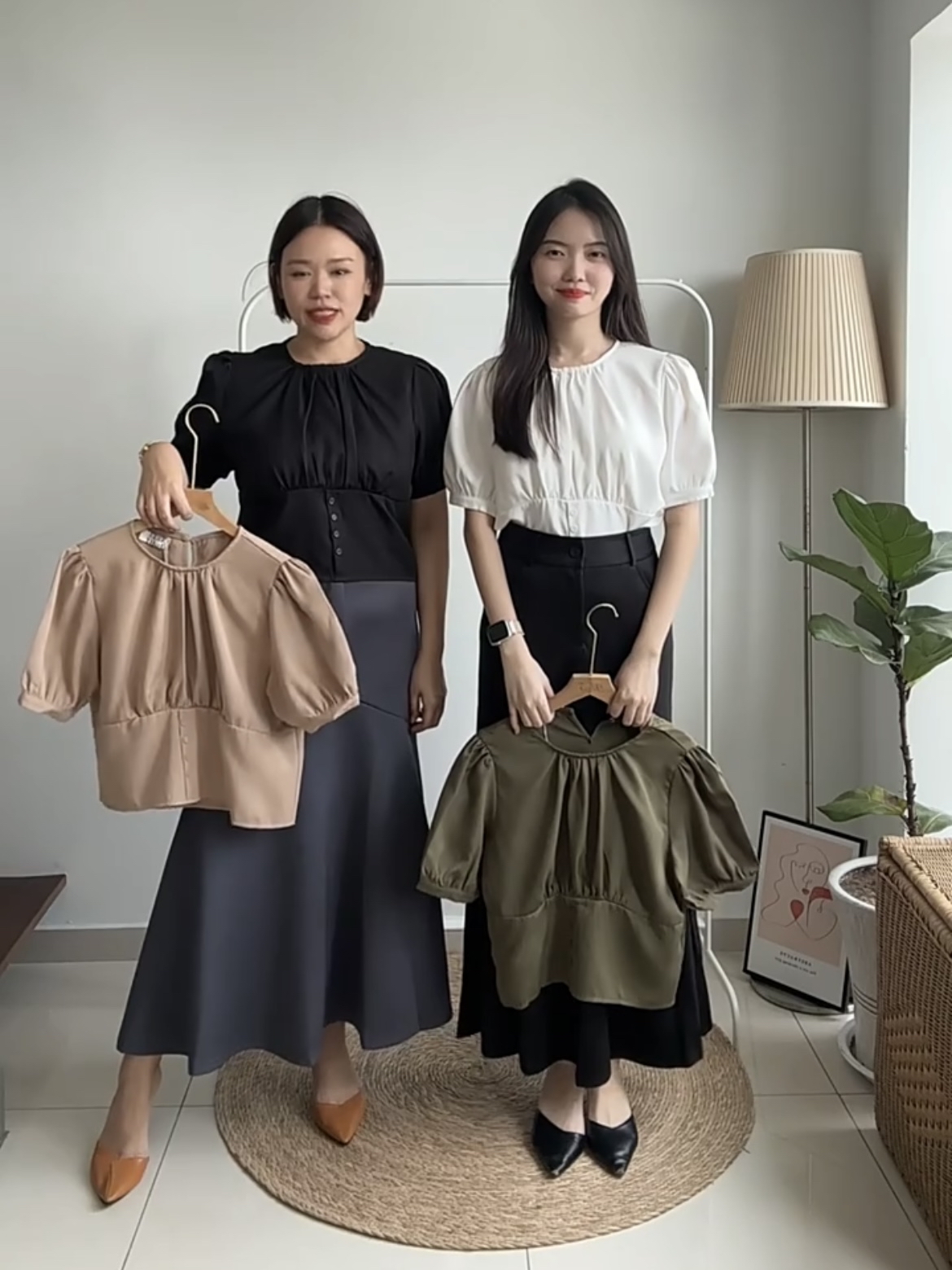 T4067 Puff Sleeve Ruched Top - 4 Colors 