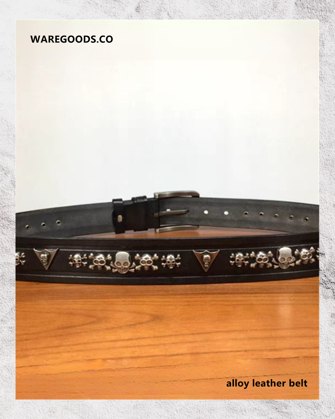 W3868手工鉚釘頭層牛皮皮帶