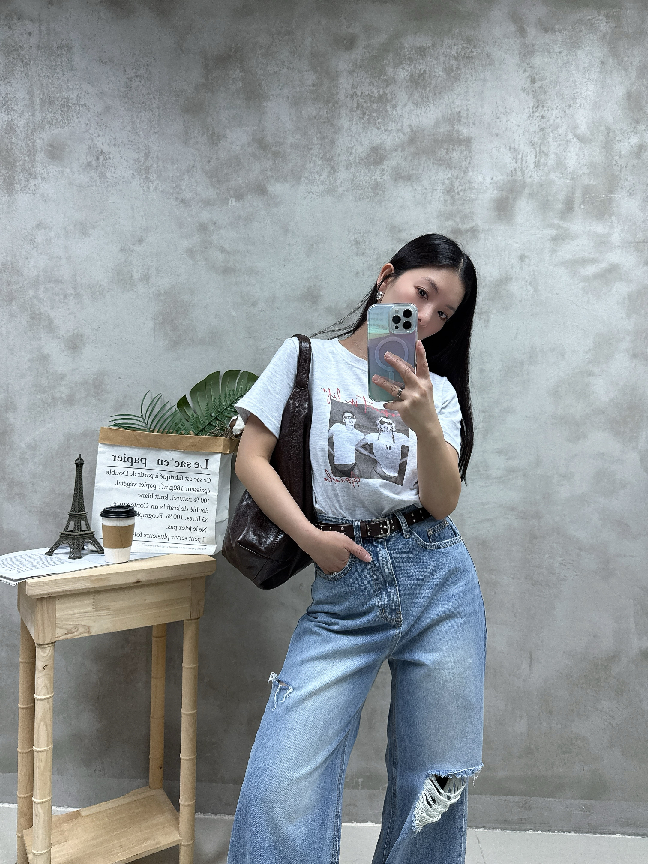 A14洗水print Tee