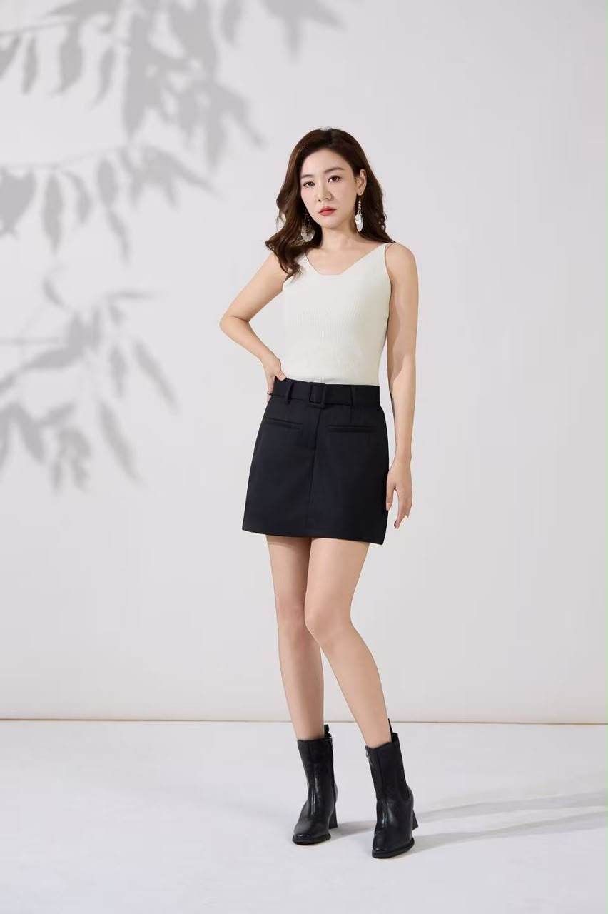 12141376 Olivia Belted A-Line Mini Skirt