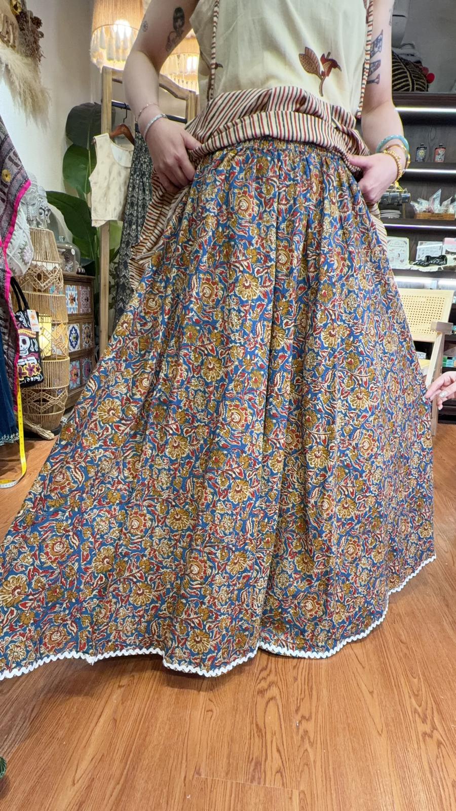 2922 Mud Yellow Shower Cotton Lace Edge Skirt 37"