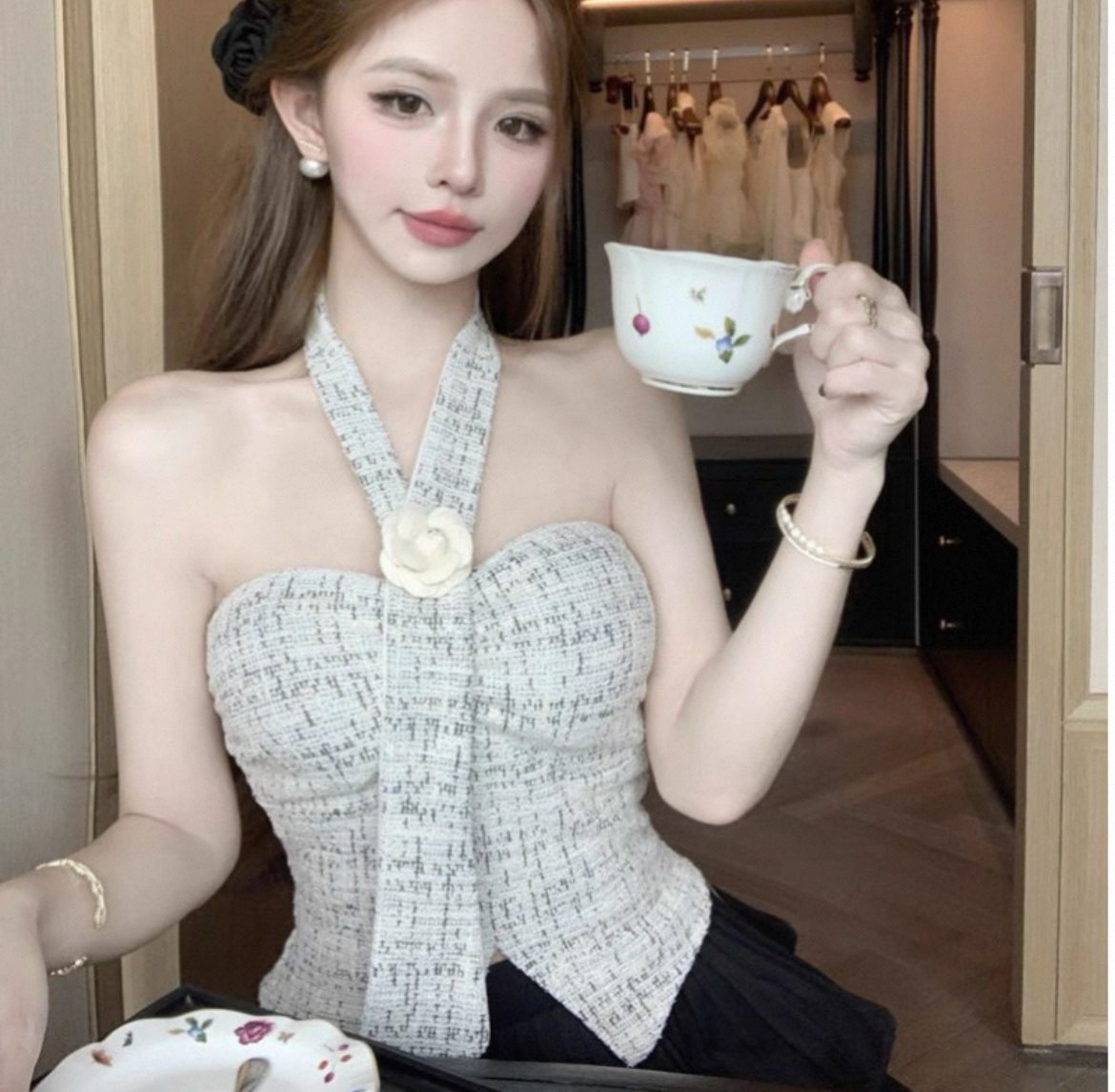 TP270小香风挂脖上衣