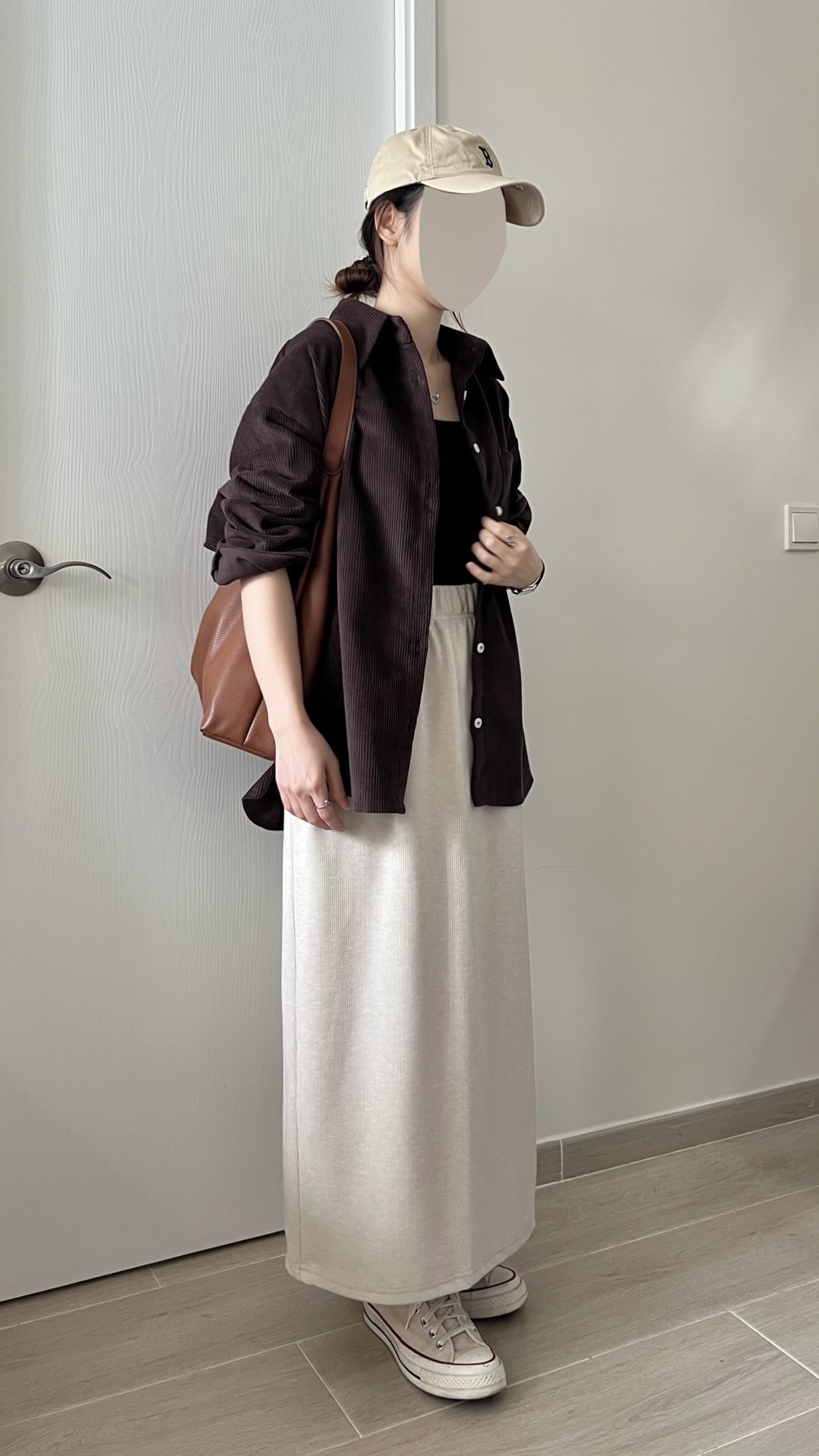 親膚軟熟細坑紋長裙 