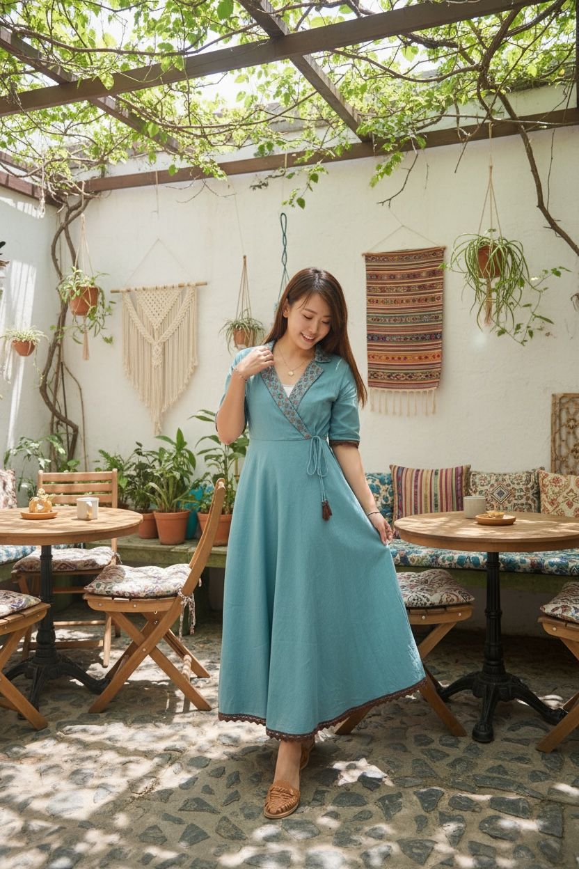 Fog Blue V neck Overlap OP 48" #637