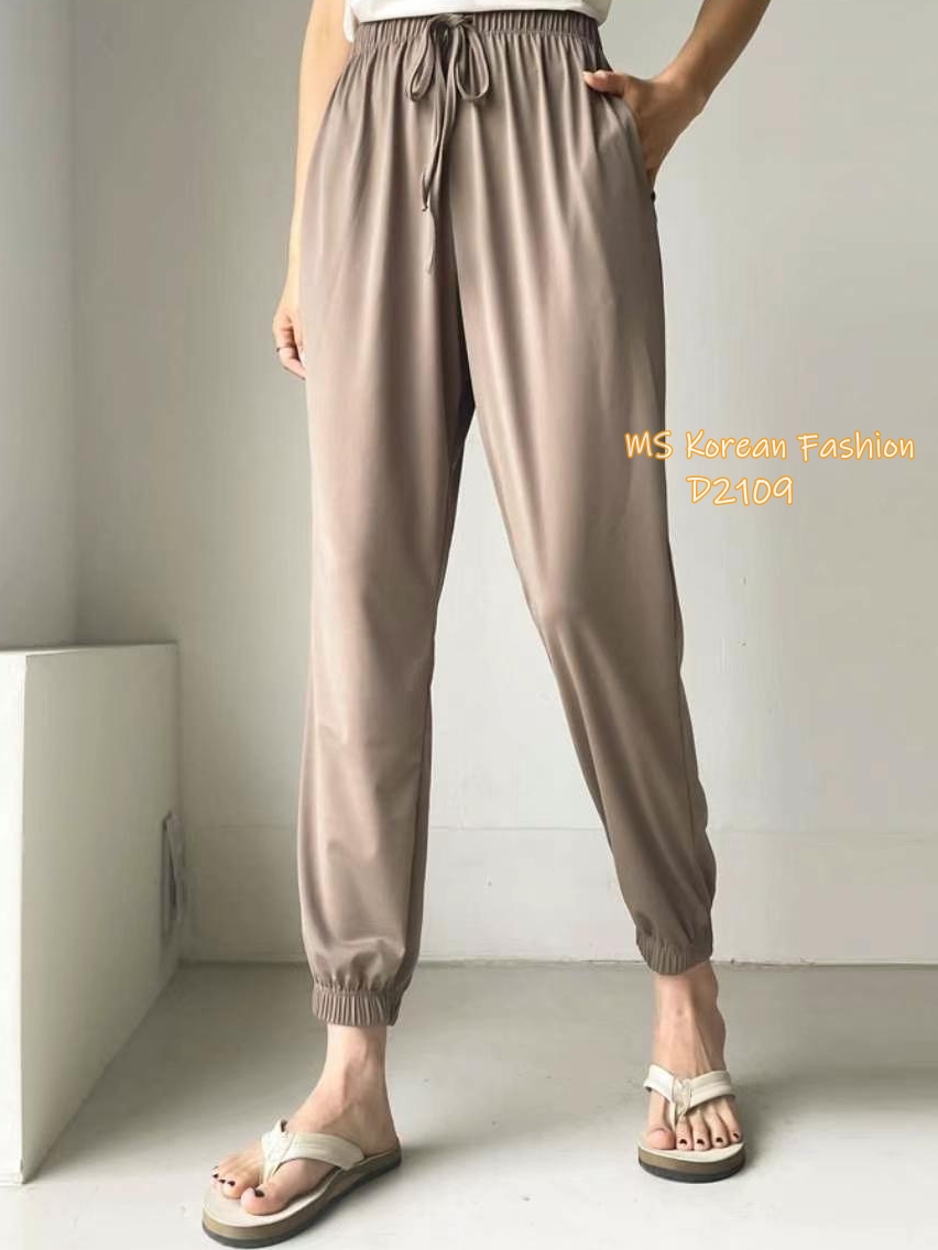 D2109 韓國🇰🇷冰涼料束腳休閒褲