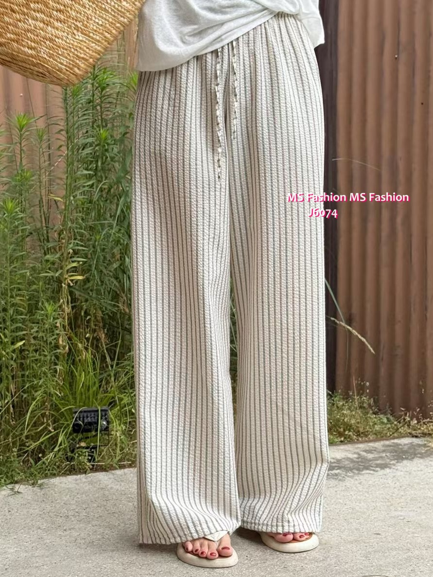 J6074 韓國🇰🇷直條紋闊筒褲