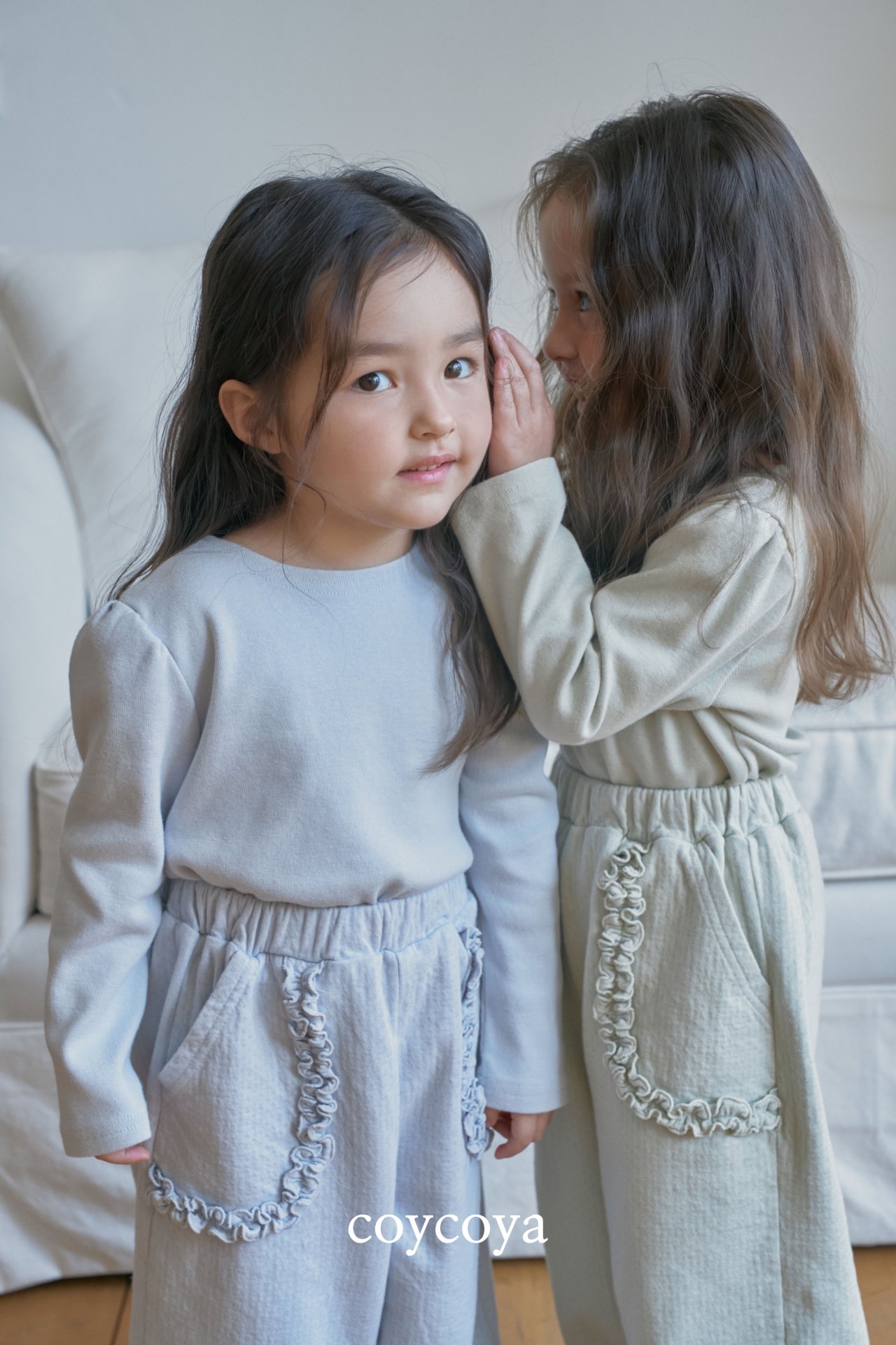 🌸預訂 韓國直送🌸🇰🇷COYCOYA兩色荷葉邊口袋寬鬆運動褲