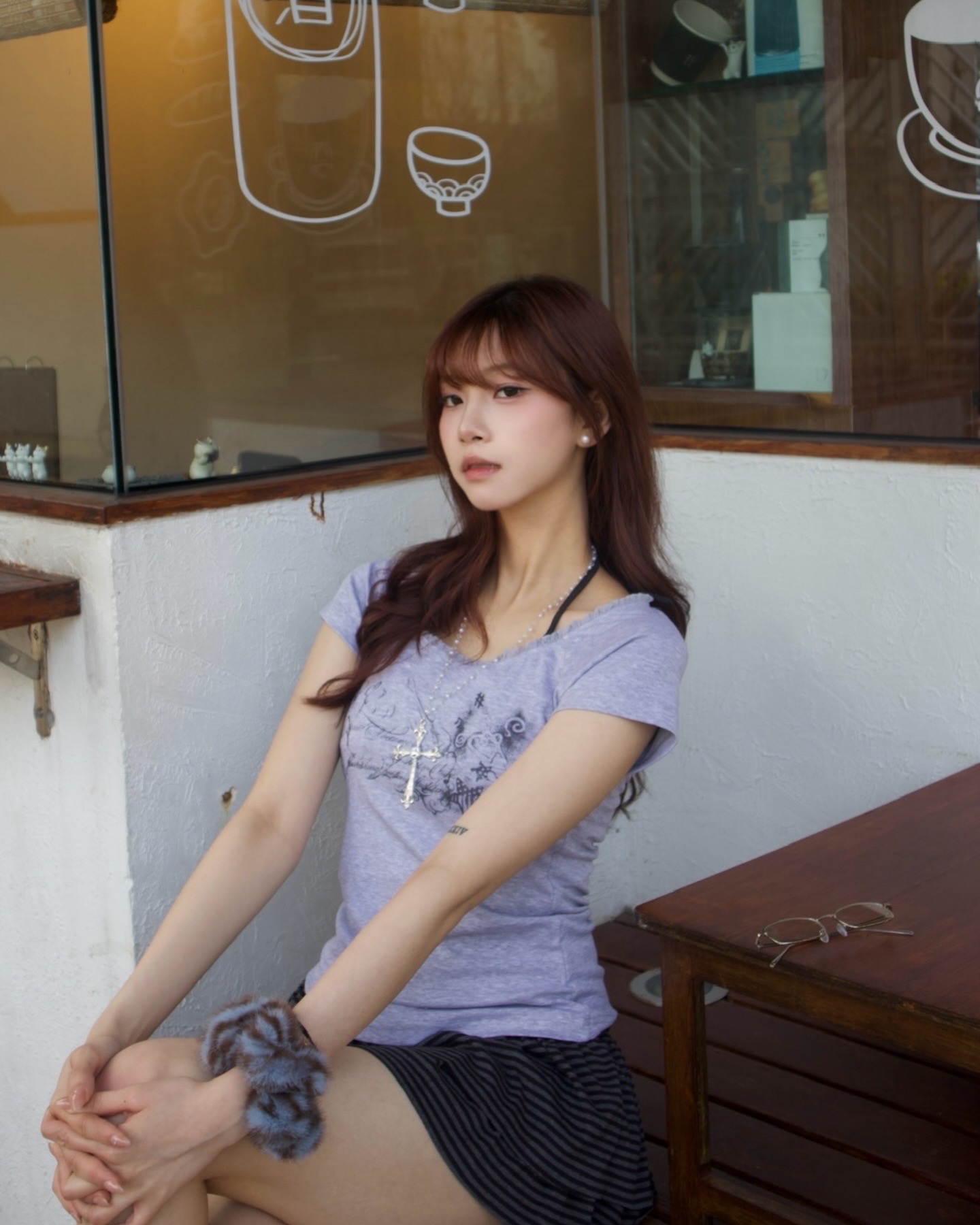 韓國lacy邊邊塗鴉假兩件Top🍀