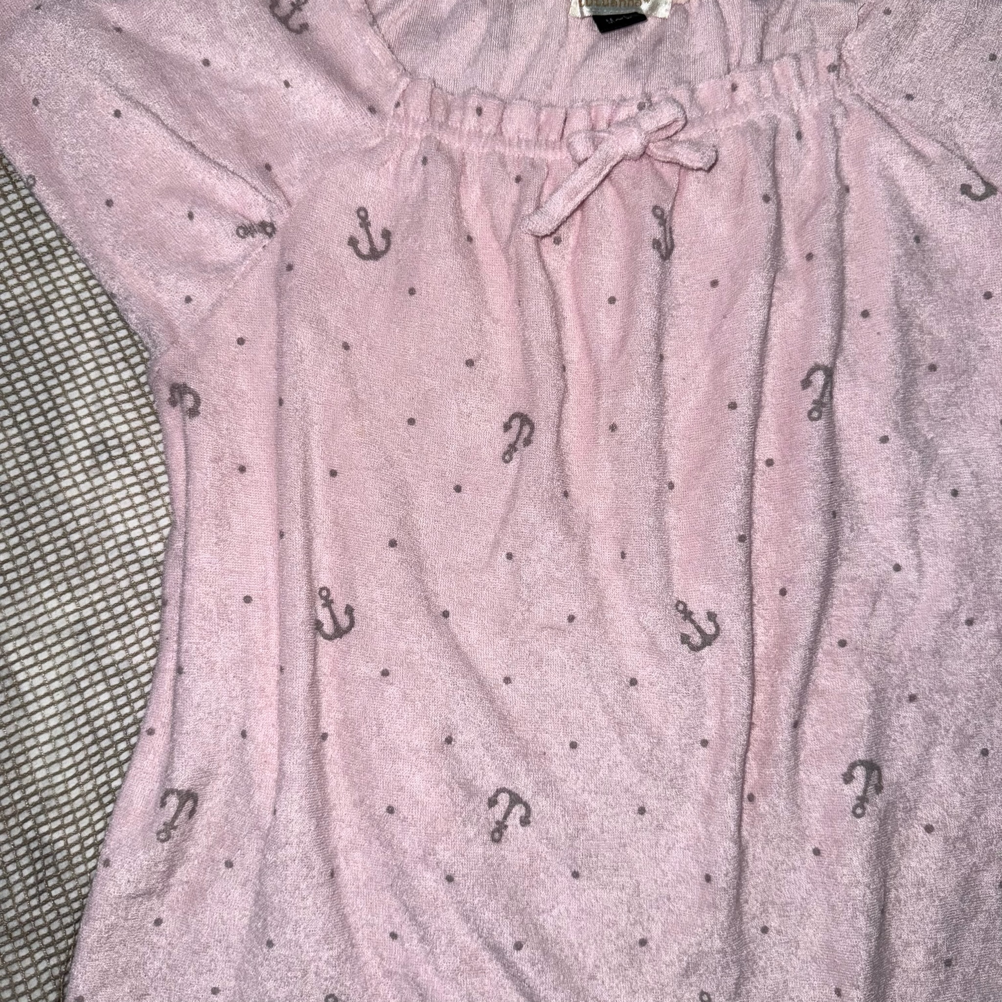 Pink Anchor Print Short Sleeve Top with Bow