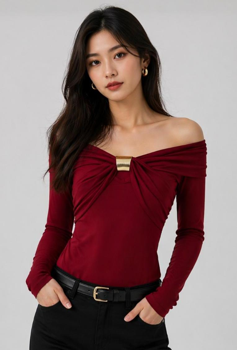 Ruched Off-shoulder top