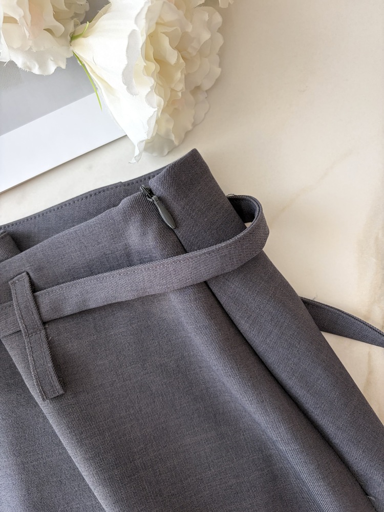 Colette Layered Belted Skirt (Charcoal)