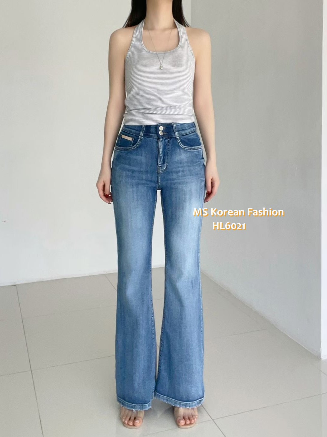 HL6021 韓國🌼Howluk高腰雙鈕喇叭牛