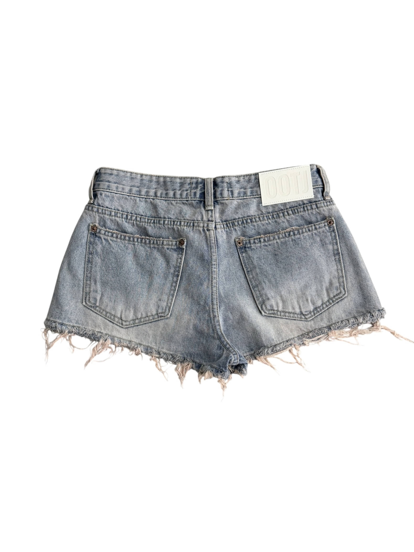 Distressed Washed Denim Shorts